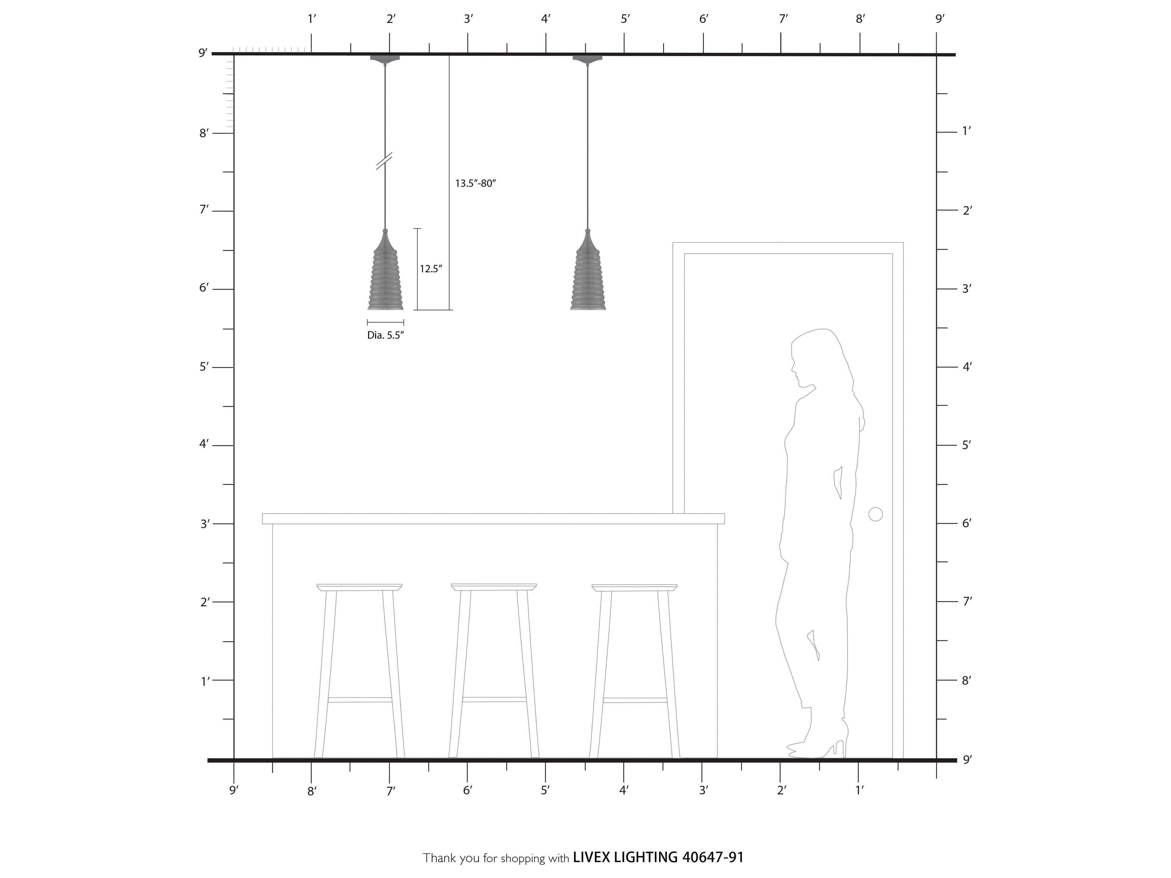 Livex Lighting Art Glass 1-Light Brushed Nickel Clear Bell Mini Pendant