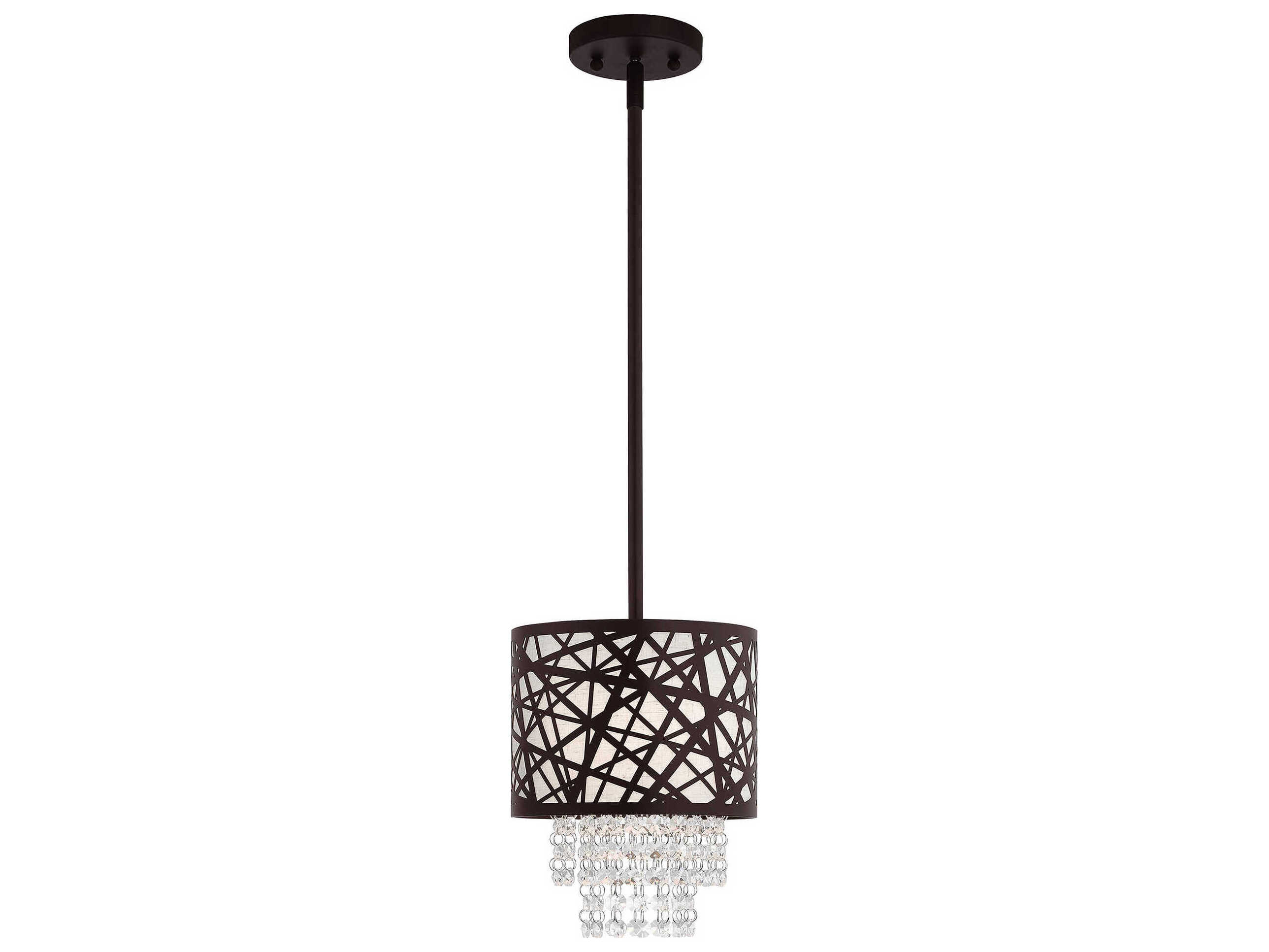 Livex Lighting Allendale 1-Light Bronze Crystal Drum Mini Pendant