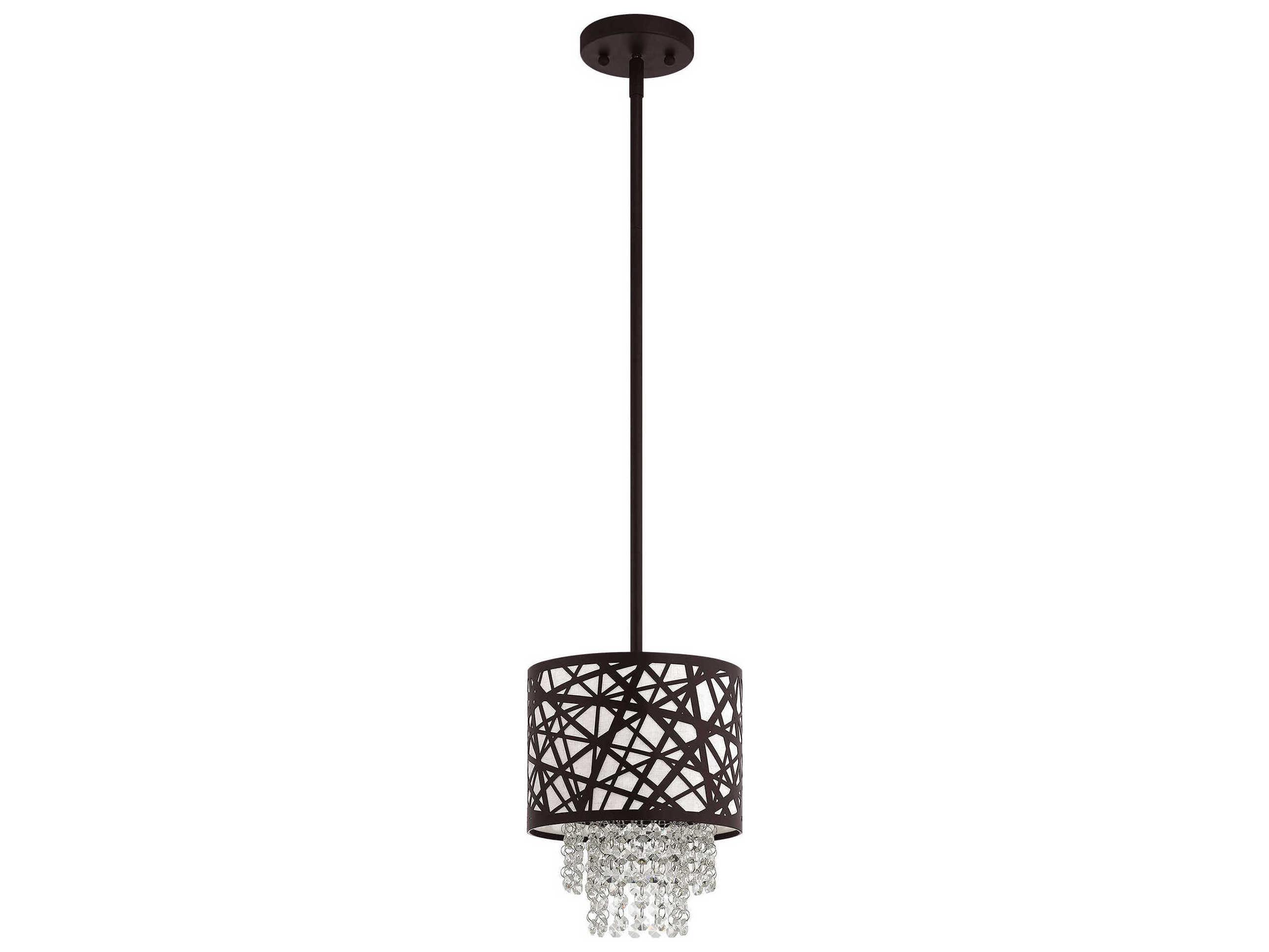 Livex Lighting Allendale 1-Light Bronze Crystal Drum Mini Pendant