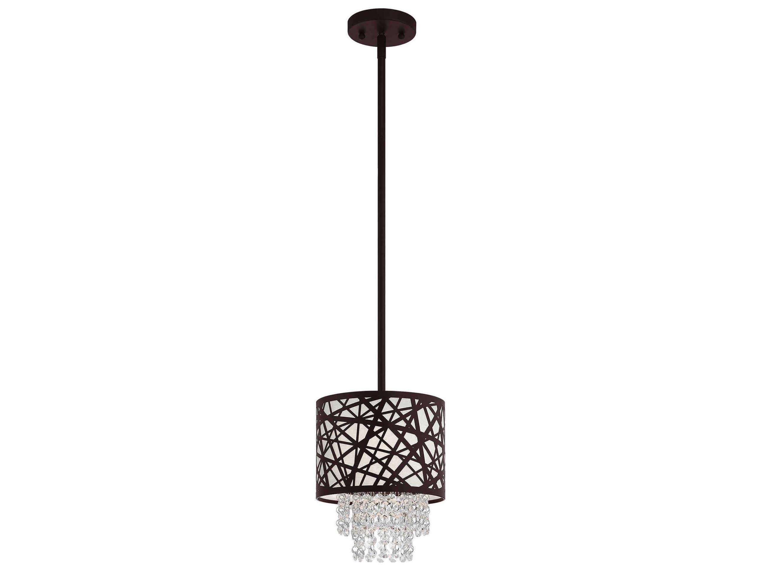 Livex Lighting Allendale 1-Light Bronze Crystal Drum Mini Pendant