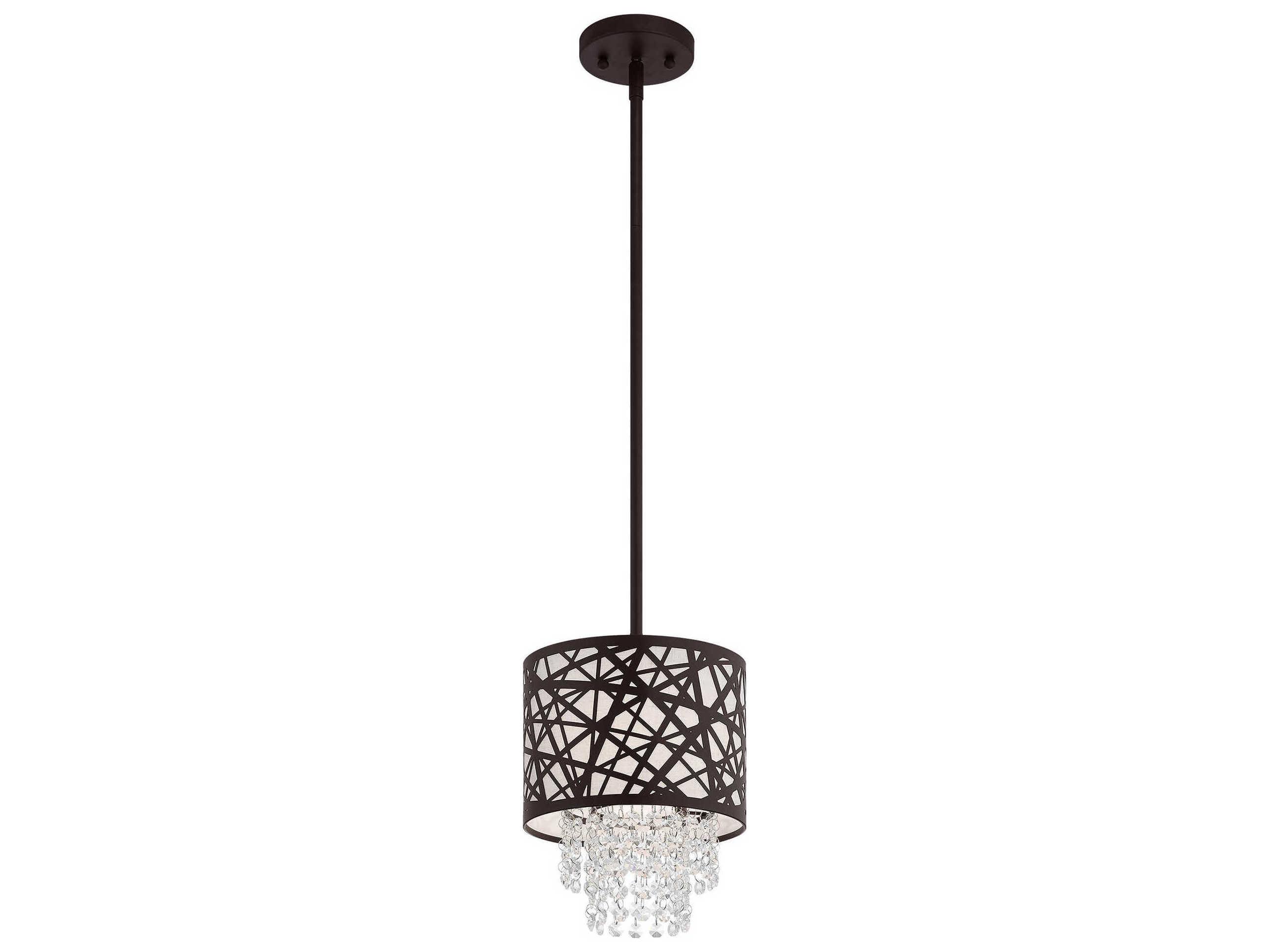 Livex Lighting Allendale 1-Light Bronze Crystal Drum Mini Pendant