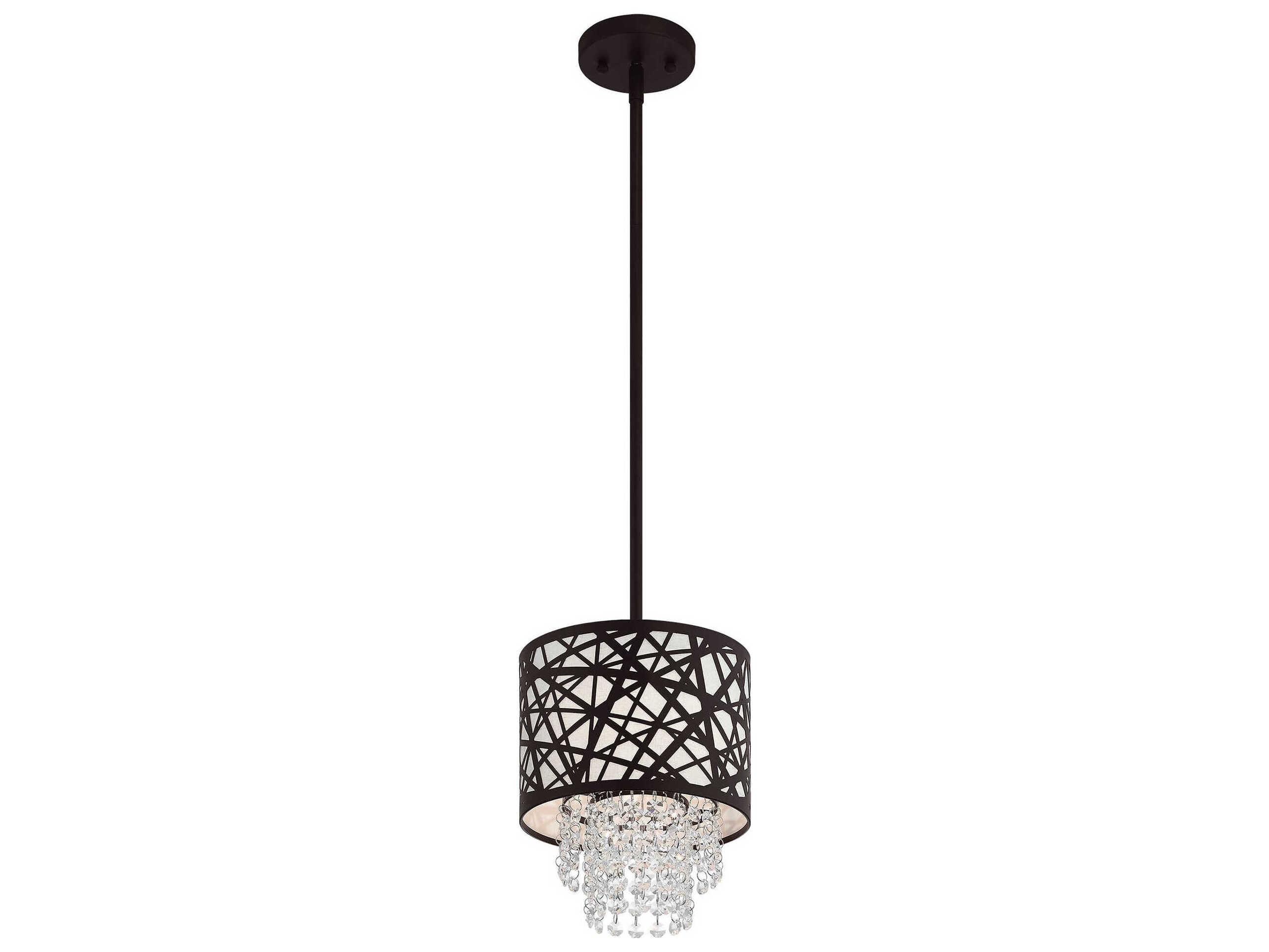 Livex Lighting Allendale 1-Light Bronze Crystal Drum Mini Pendant