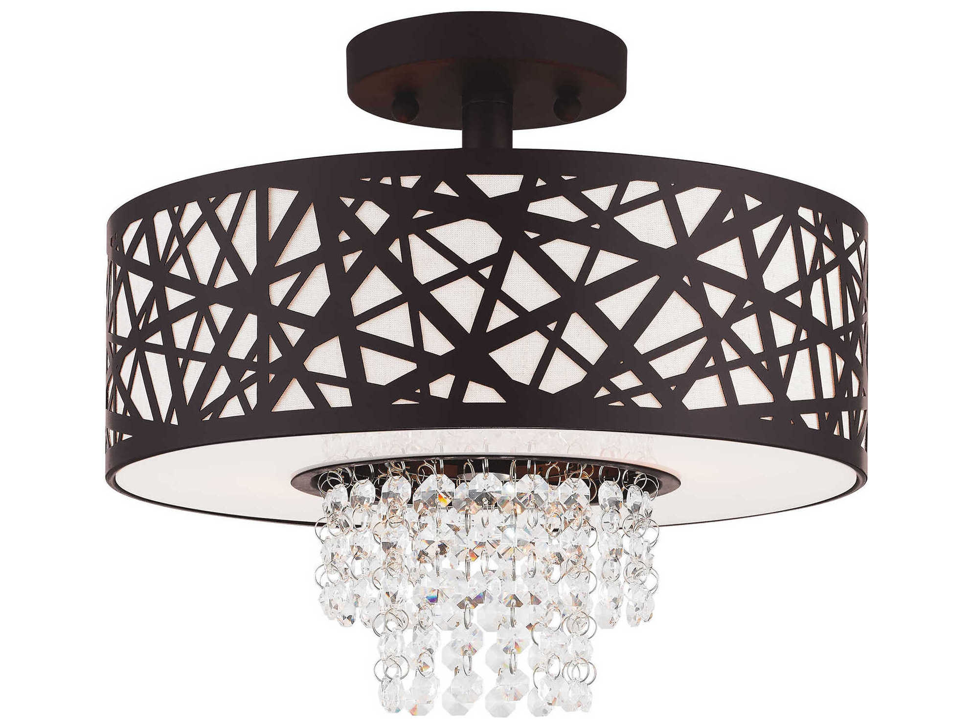 Livex Lighting Allendale 2-Light Bronze Crystal Drum Semi Flush Mount