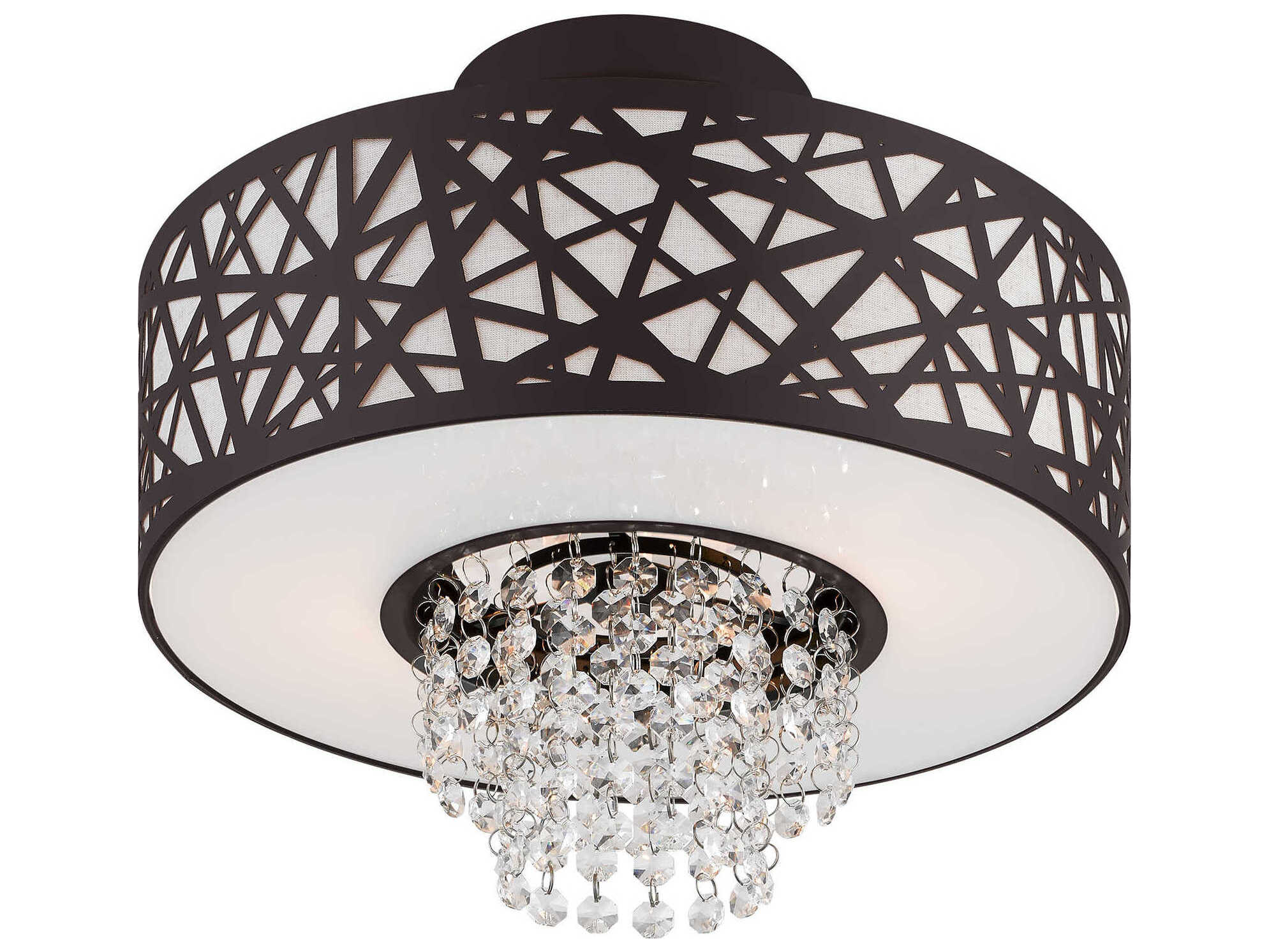 Livex Lighting Allendale 2-Light Bronze Crystal Drum Semi Flush Mount
