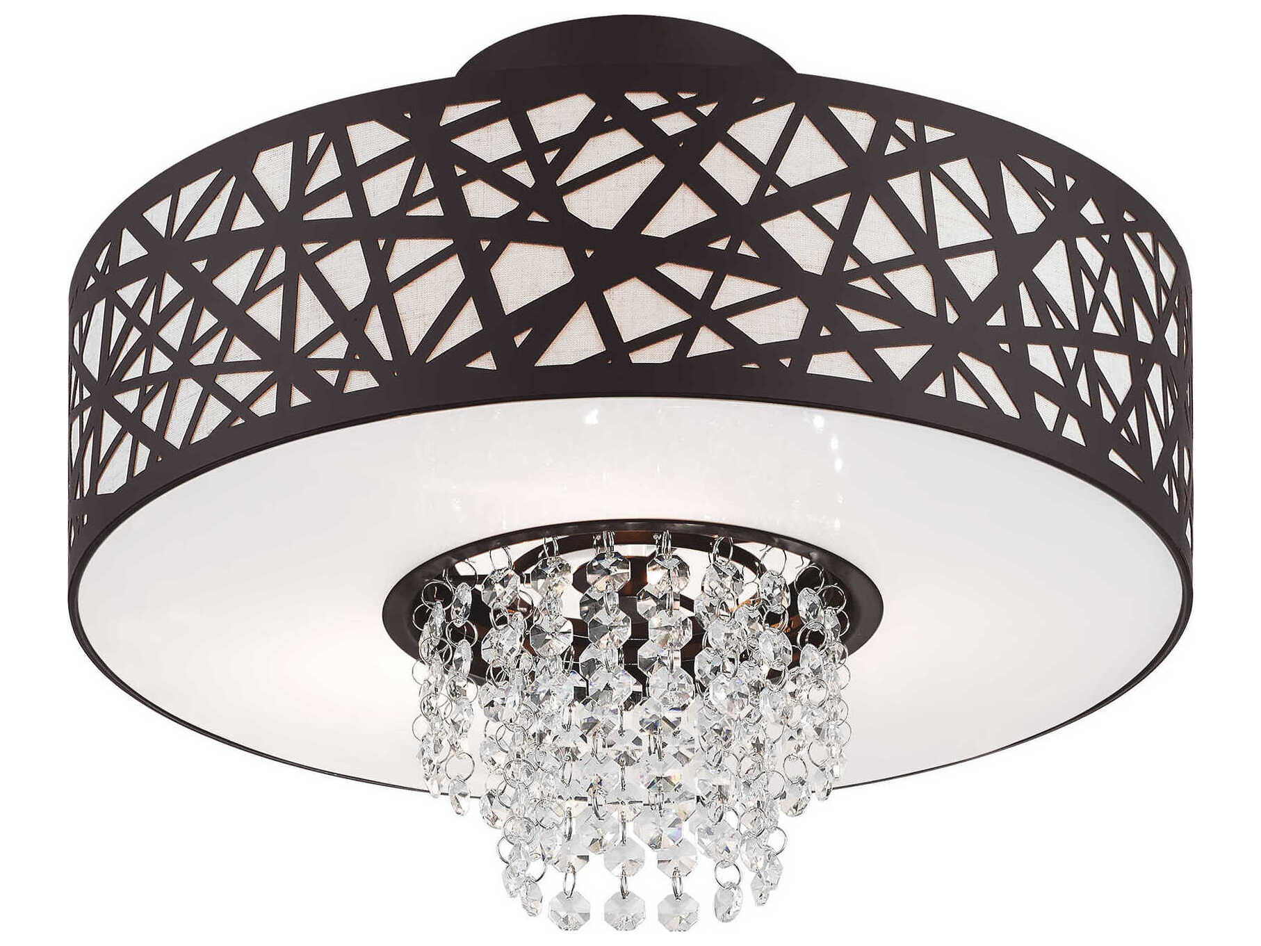 Livex Lighting Allendale 3-Light Bronze Crystal Drum Semi Flush Mount