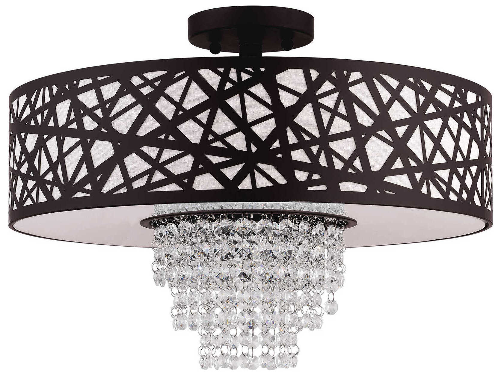 Livex Lighting Allendale 4-Light Bronze Crystal Drum Semi Flush Mount