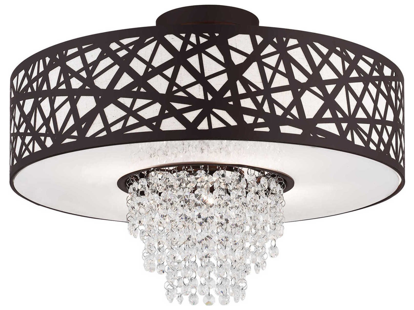 Livex Lighting Allendale 4-Light Bronze Crystal Drum Semi Flush Mount