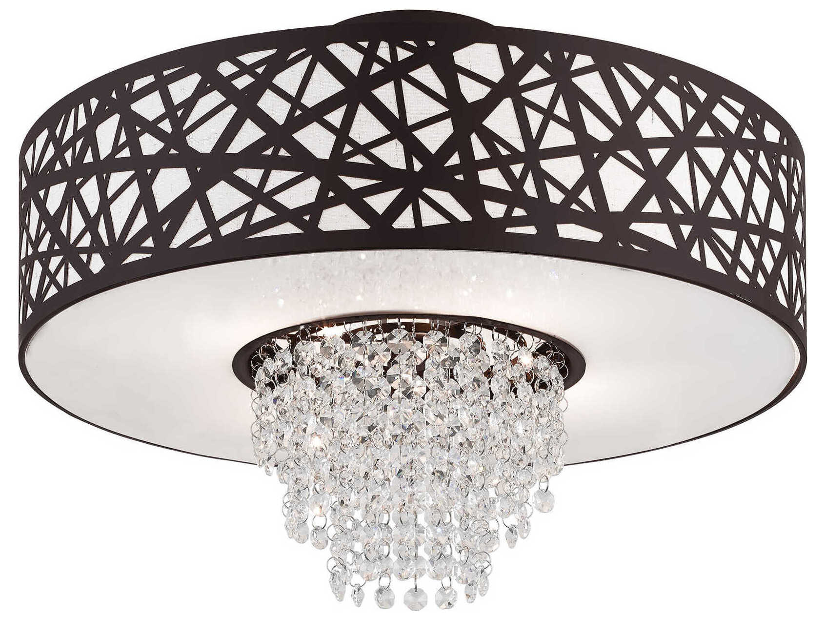 Livex Lighting Allendale 4-Light Bronze Crystal Drum Semi Flush Mount