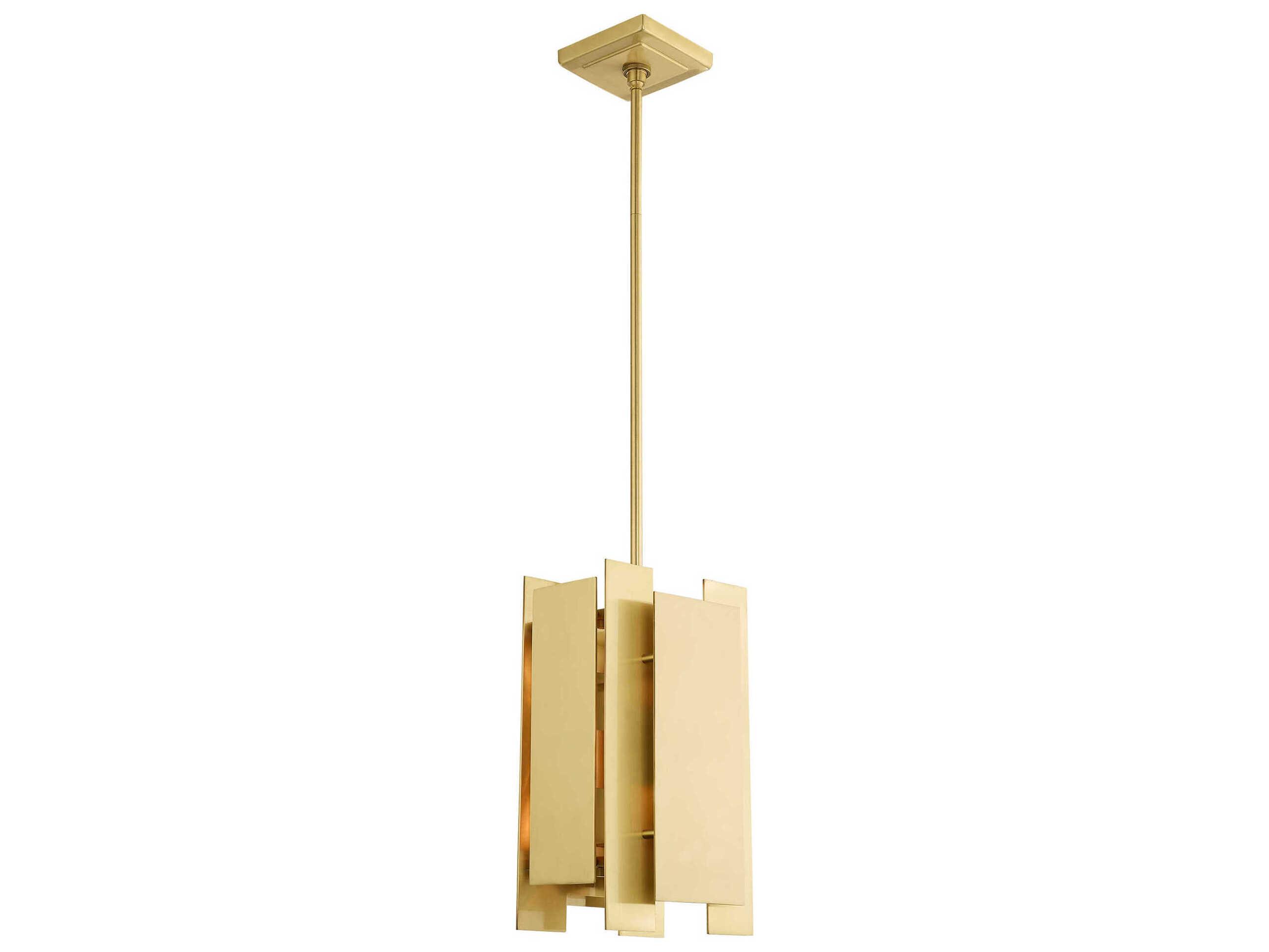 Livex Lighting Varick 1-Light Satin Brass Geometric Mini Pendant