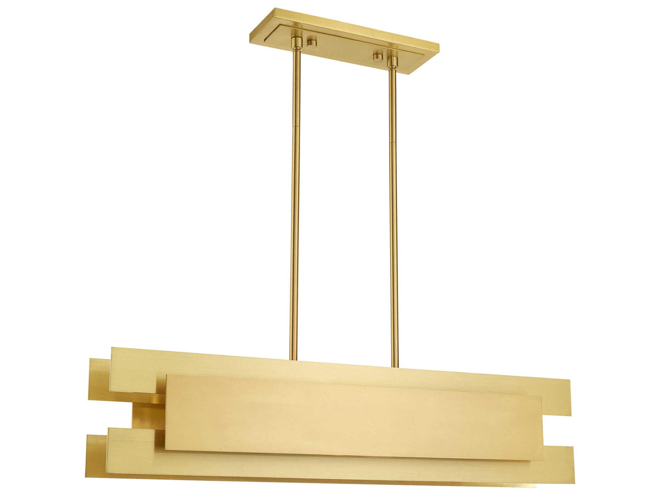 Livex Lighting Varick 4-Light Satin Brass Geometric Island Pendant