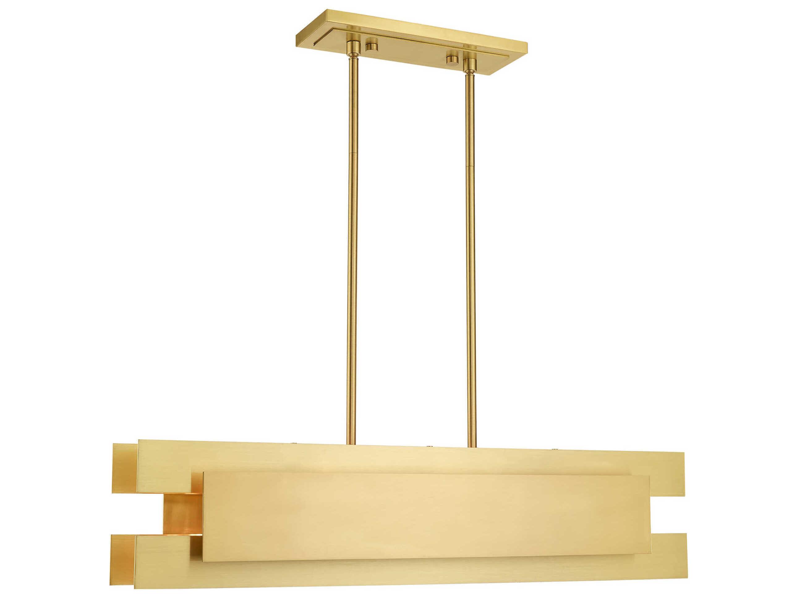 Livex Lighting Varick 4-Light Satin Brass Geometric Island Pendant