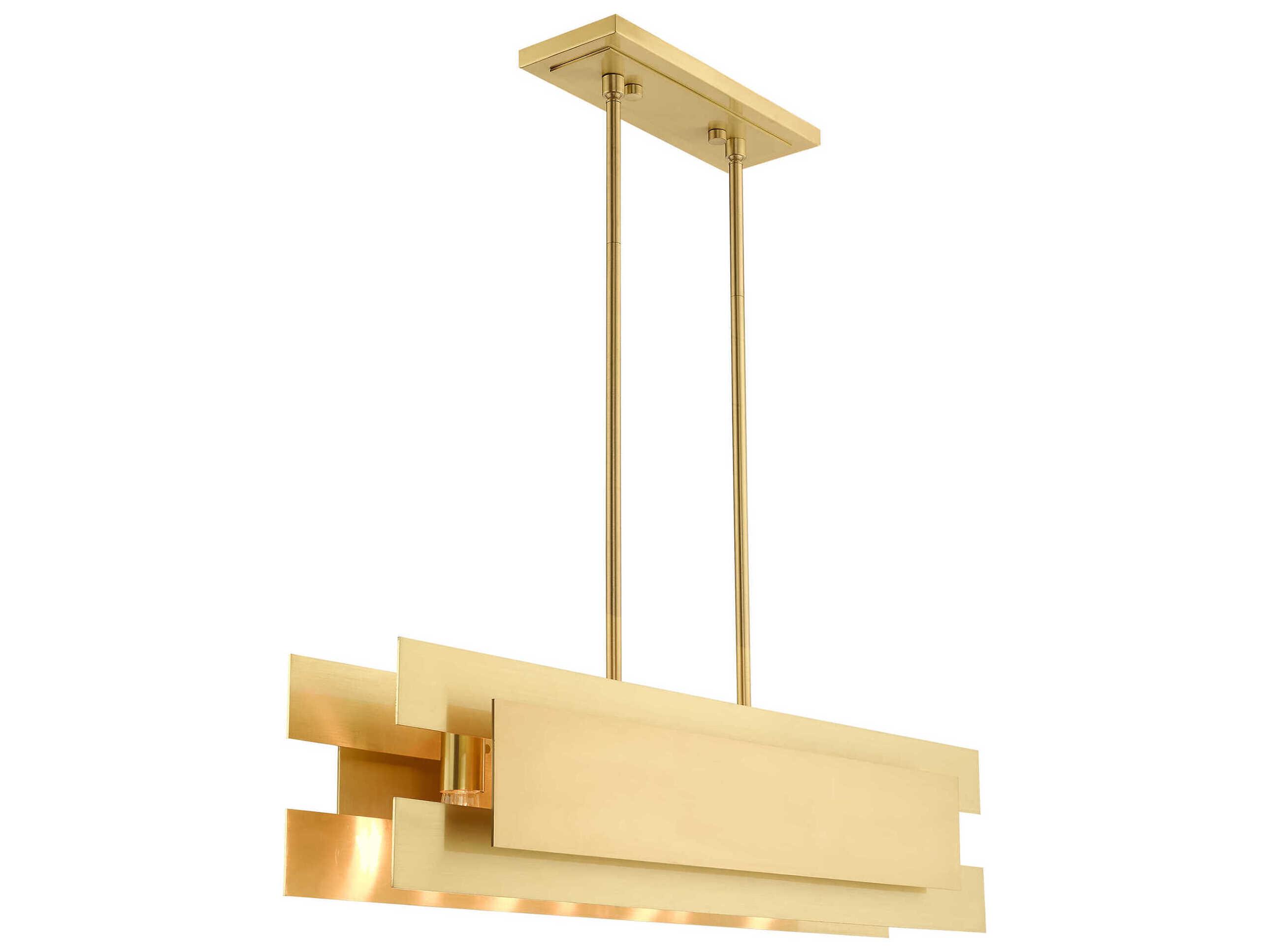 Livex Lighting Varick 4-Light Satin Brass Geometric Island Pendant