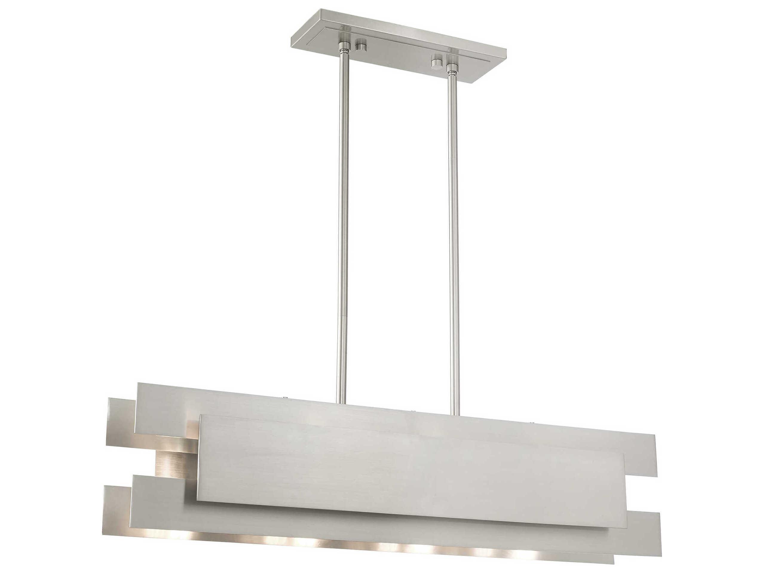 Livex Lighting Varick 4-Light Brushed Nickel Geometric Island Pendant