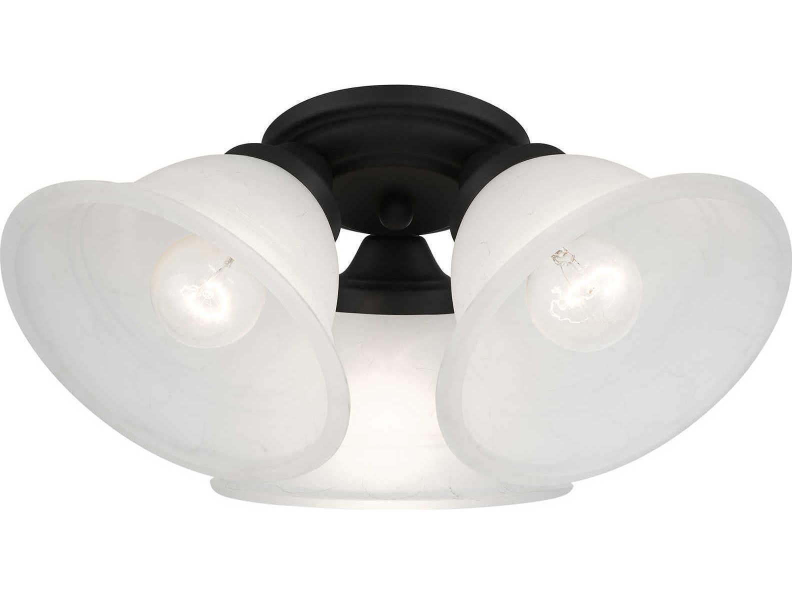 Livex Lighting Wynnewood 3-Light Black Glass Bell Flush Mount
