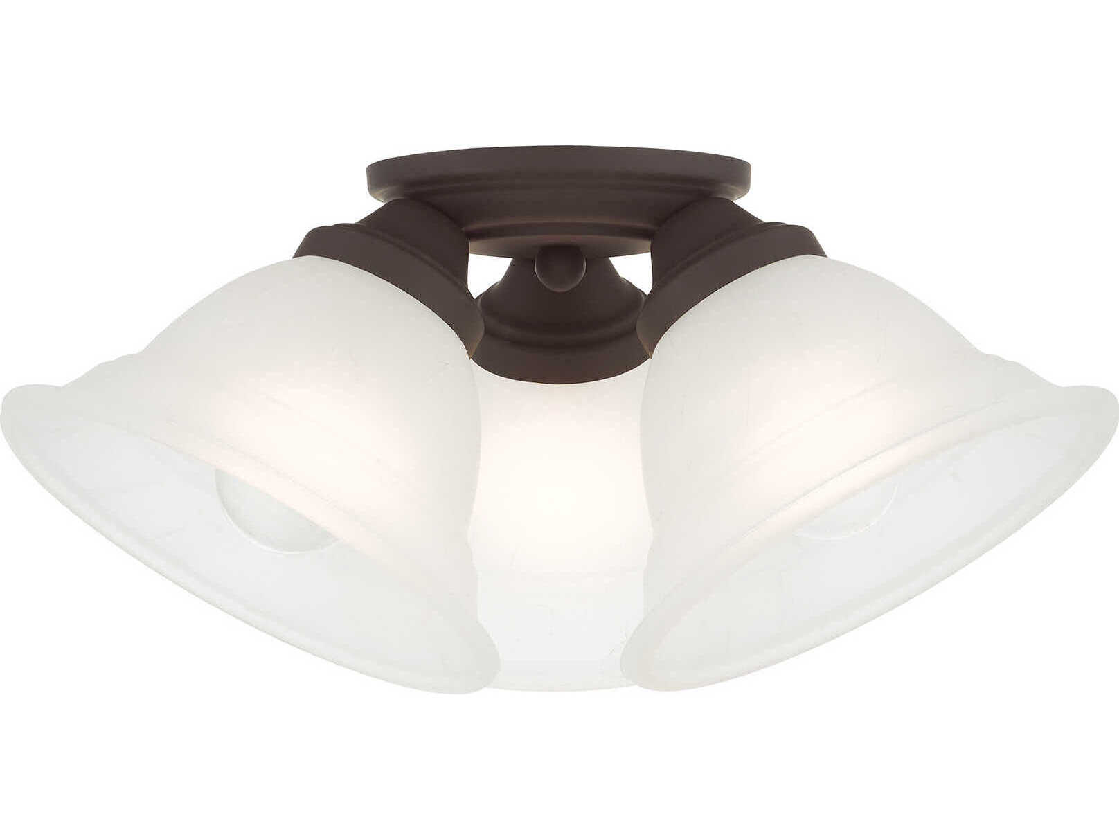 Livex Lighting Wynnewood 3-Light Bronze Glass Bell Semi Flush Mount