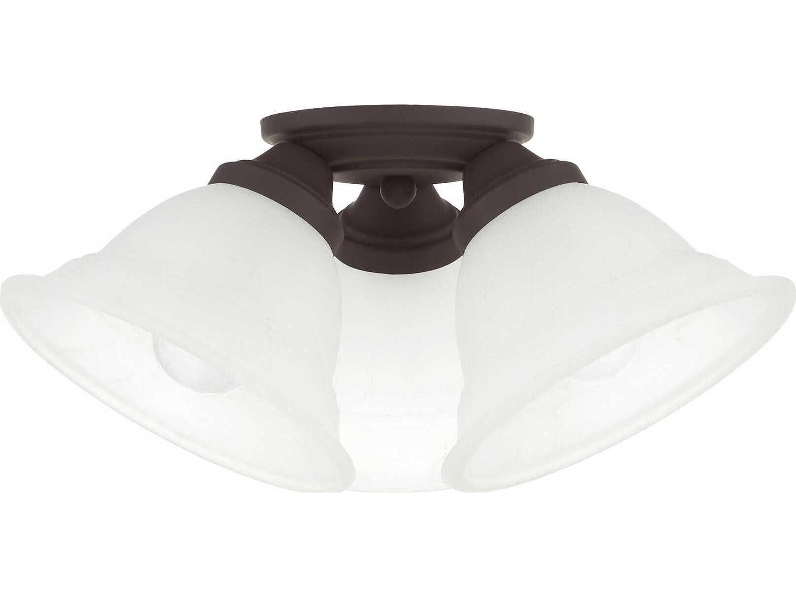 Livex Lighting Wynnewood 3-Light Bronze Glass Bell Semi Flush Mount