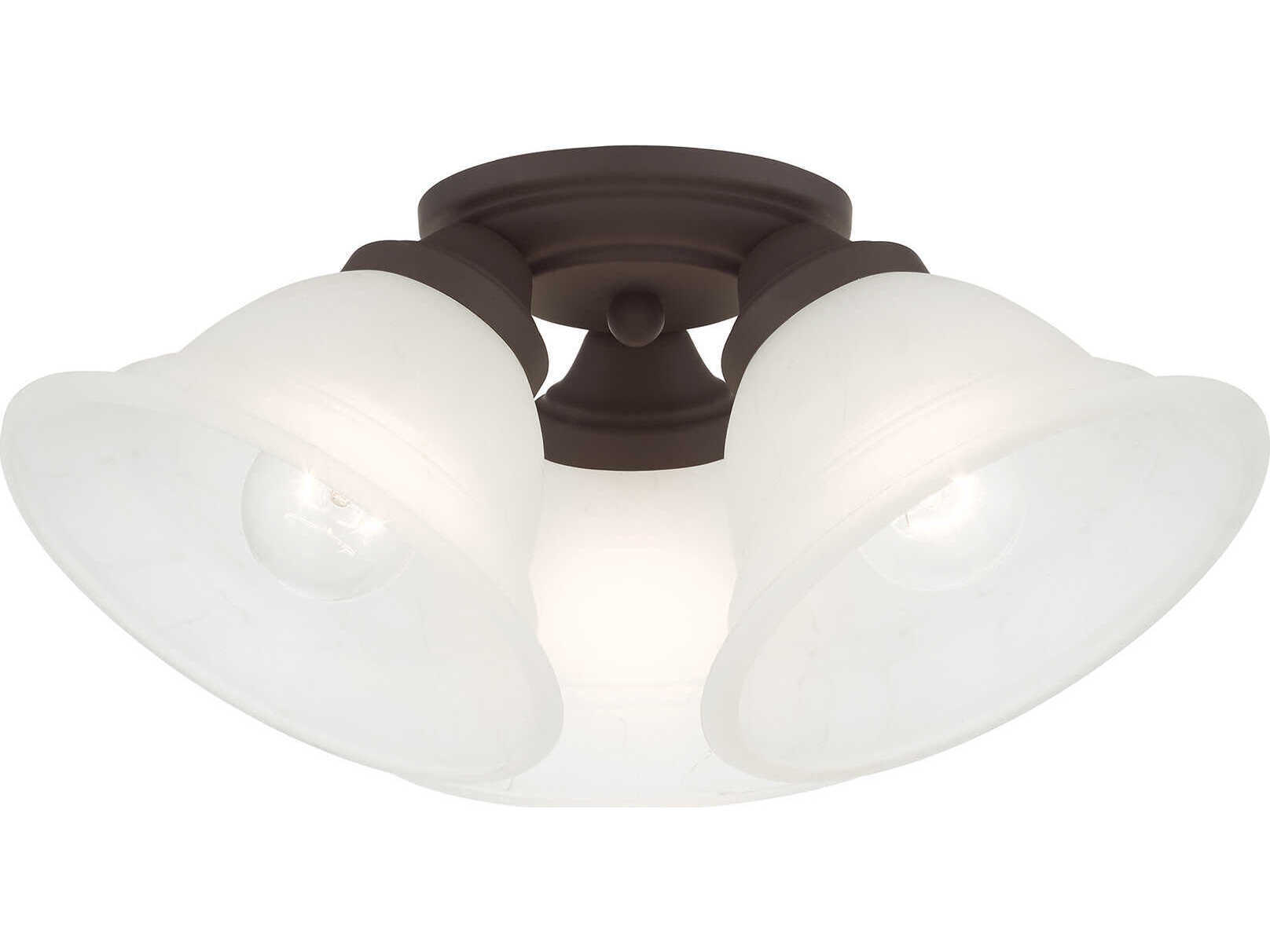 Livex Lighting Wynnewood 3-Light Bronze Glass Bell Semi Flush Mount