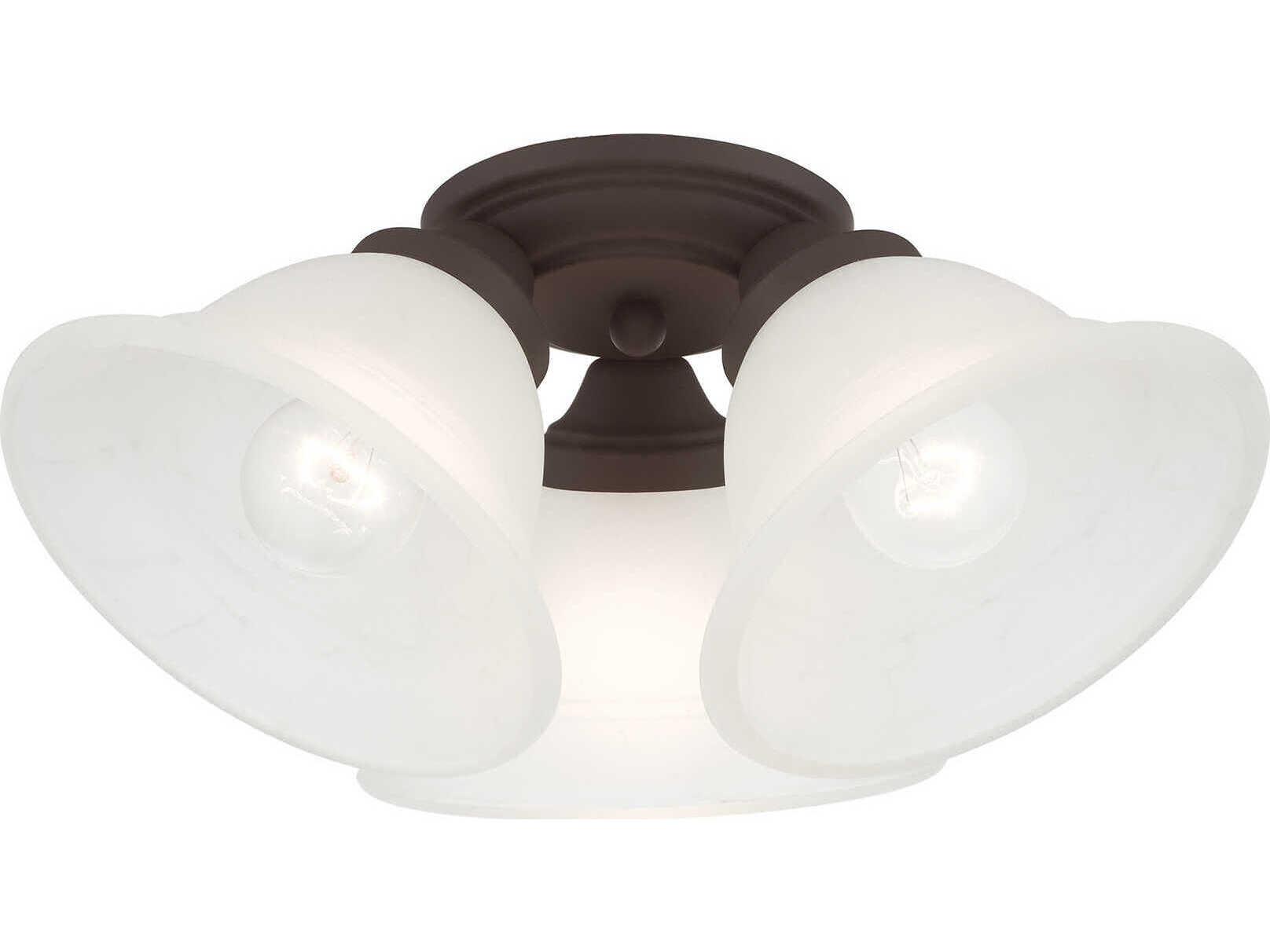 Livex Lighting Wynnewood 3-Light Bronze Glass Bell Semi Flush Mount