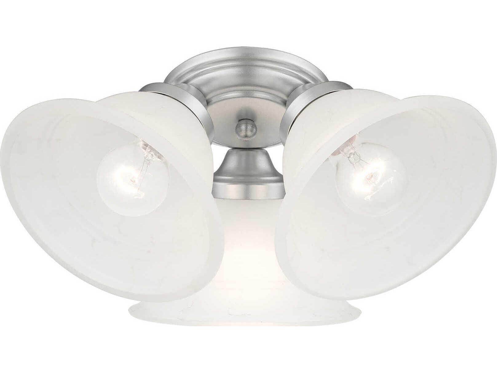 Livex Lighting Wynnewood 3-Light Painted Satin Nickel Glass Bell Semi Flush Mount