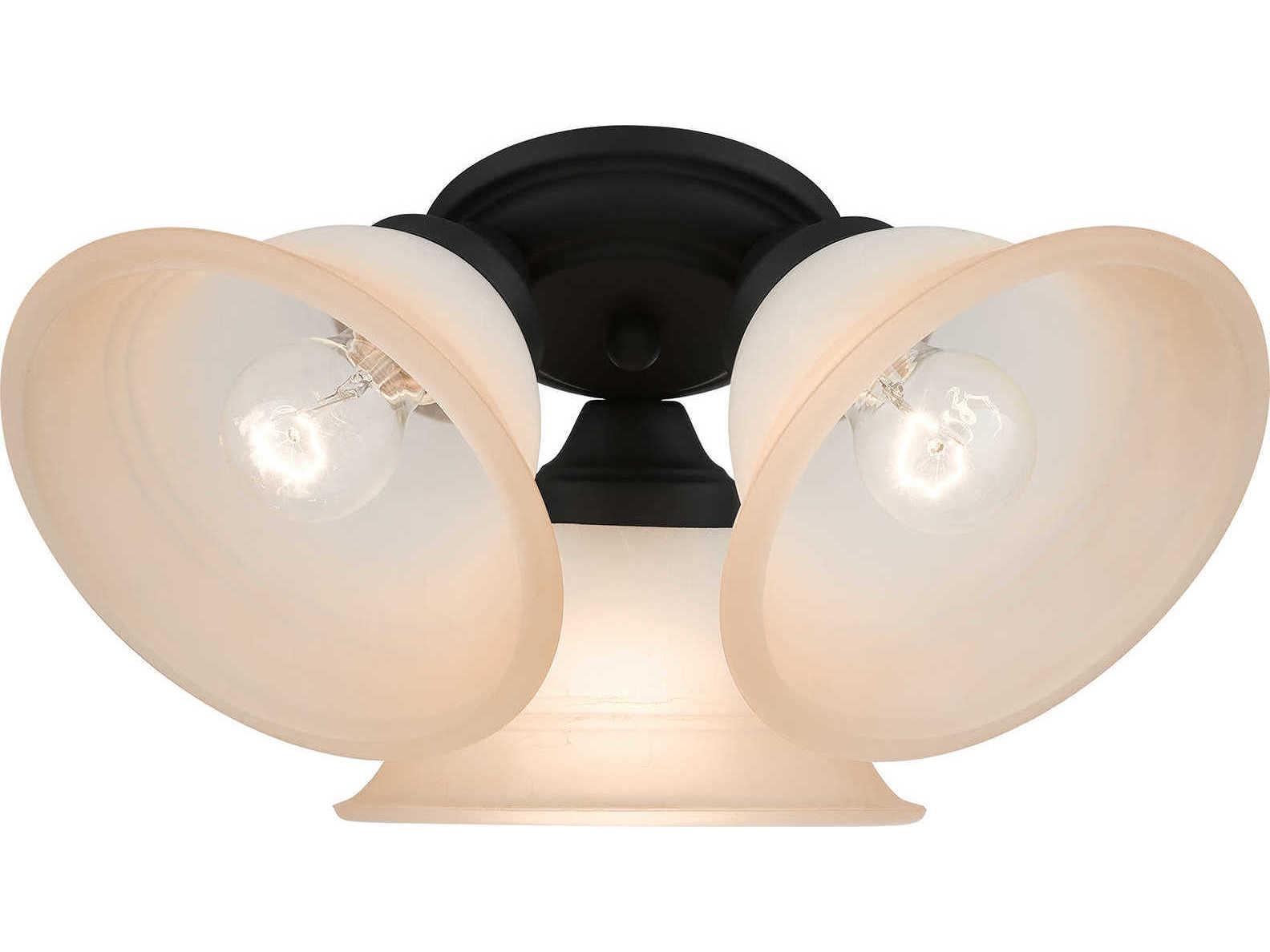 Livex Lighting Wynnewood 3-Light Black Glass Bell Flush Mount