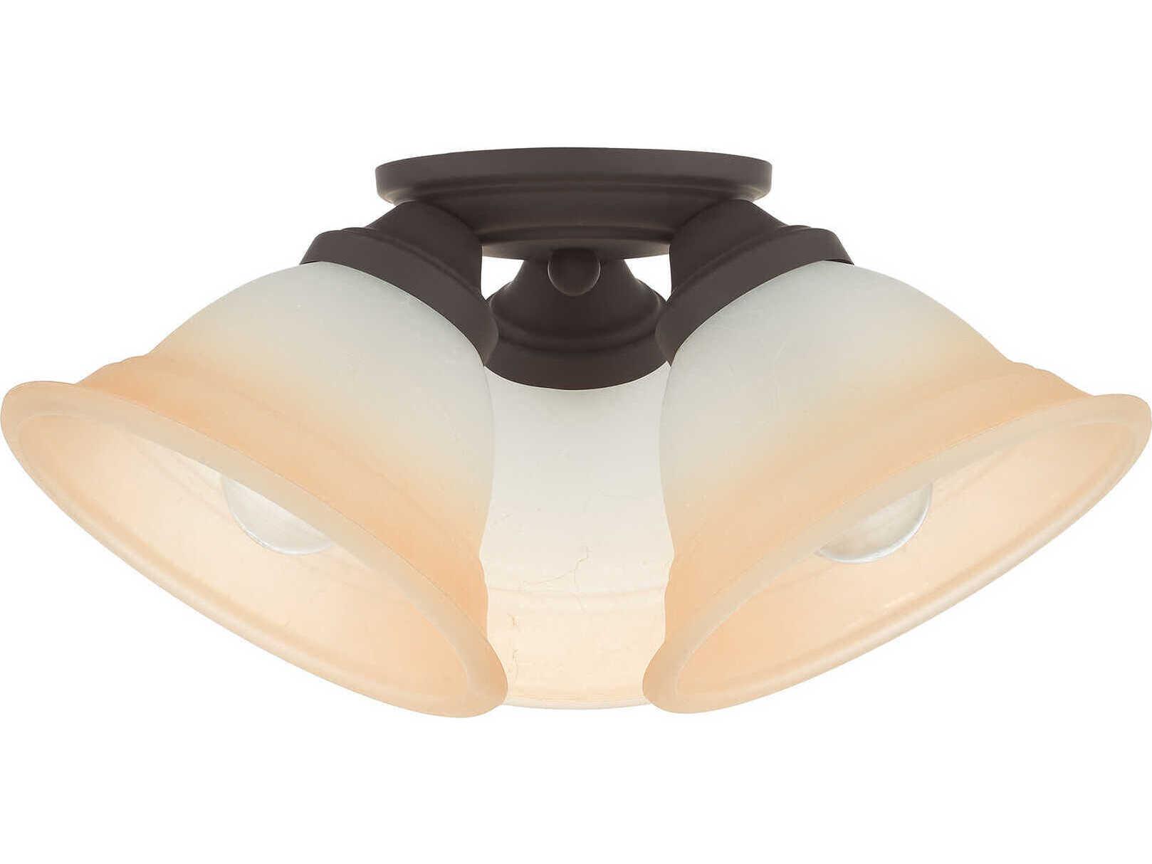 Livex Lighting Wynnewood 3-Light Bronze Glass Bell Semi Flush Mount