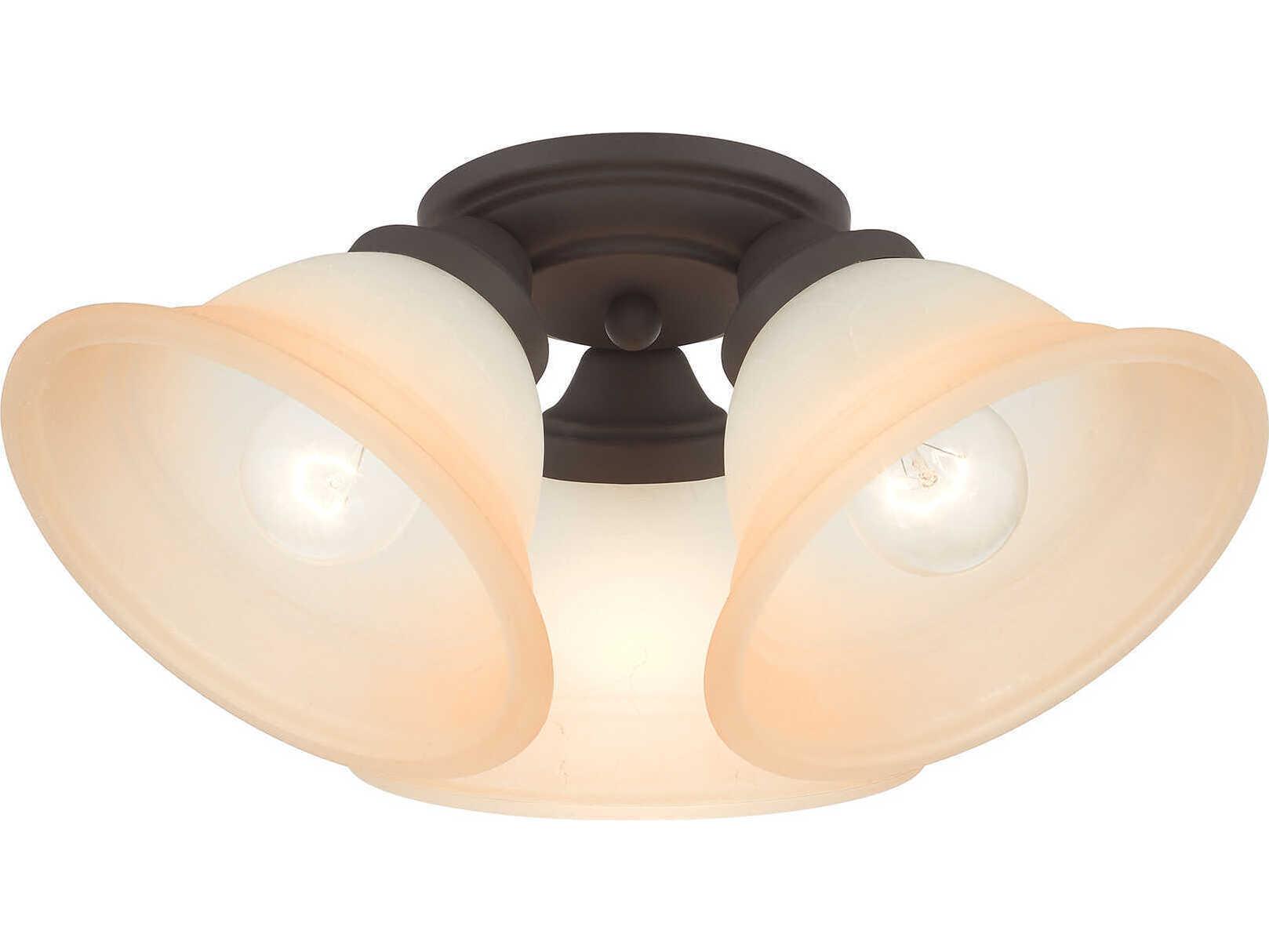 Livex Lighting Wynnewood 3-Light Bronze Glass Bell Semi Flush Mount