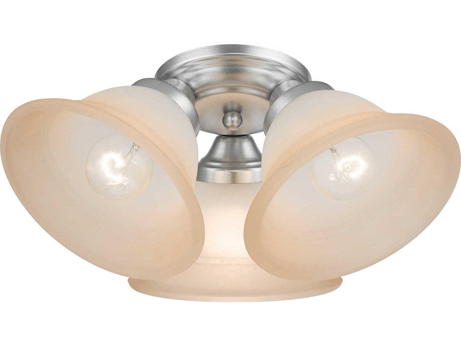 Livex Lighting Wynnewood 3-Light Painted Satin Nickel Glass Bell Flush Mount