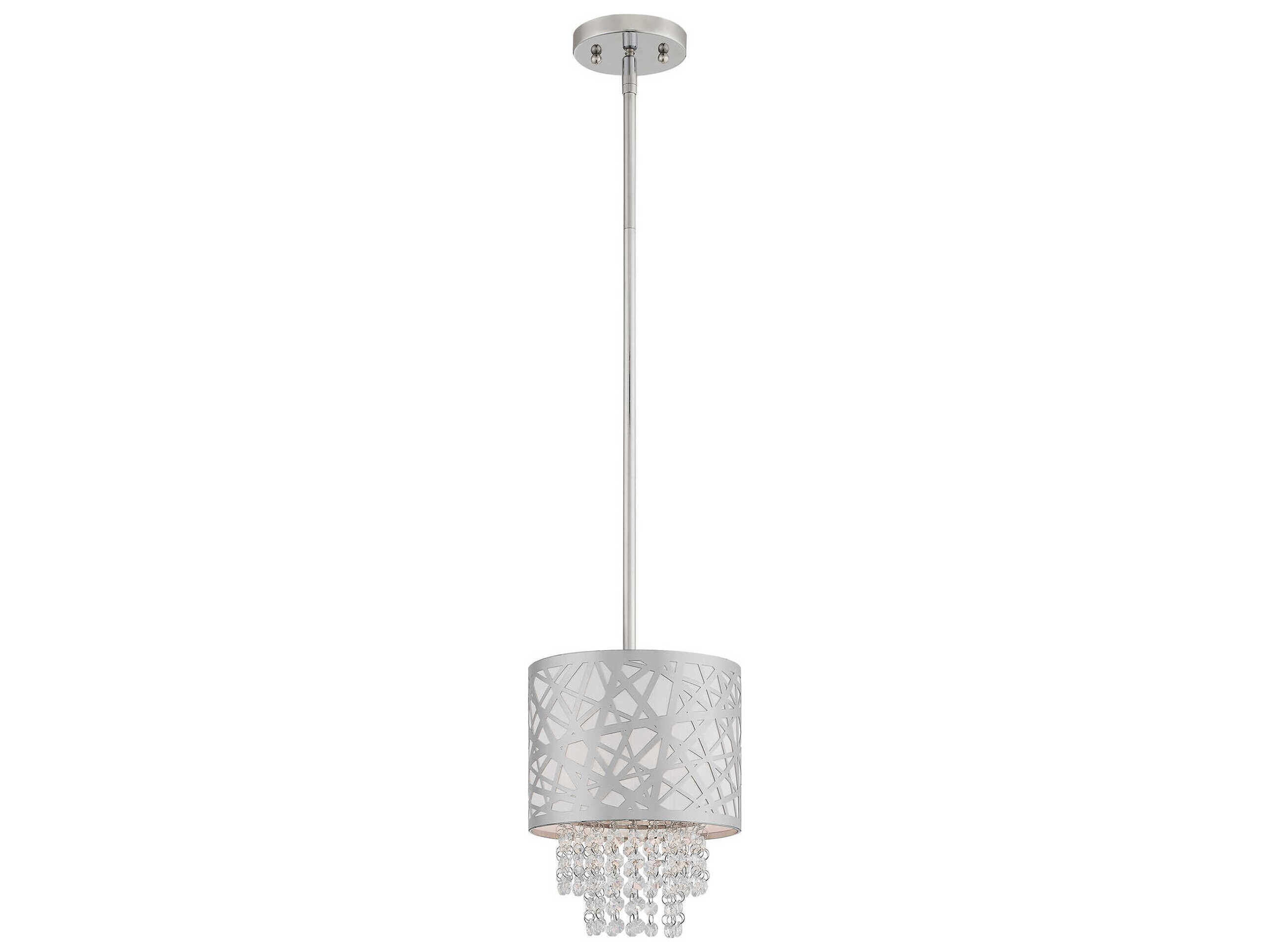 Livex Lighting Allendale 1-Light Polished Chrome Crystal Drum Mini Pendant