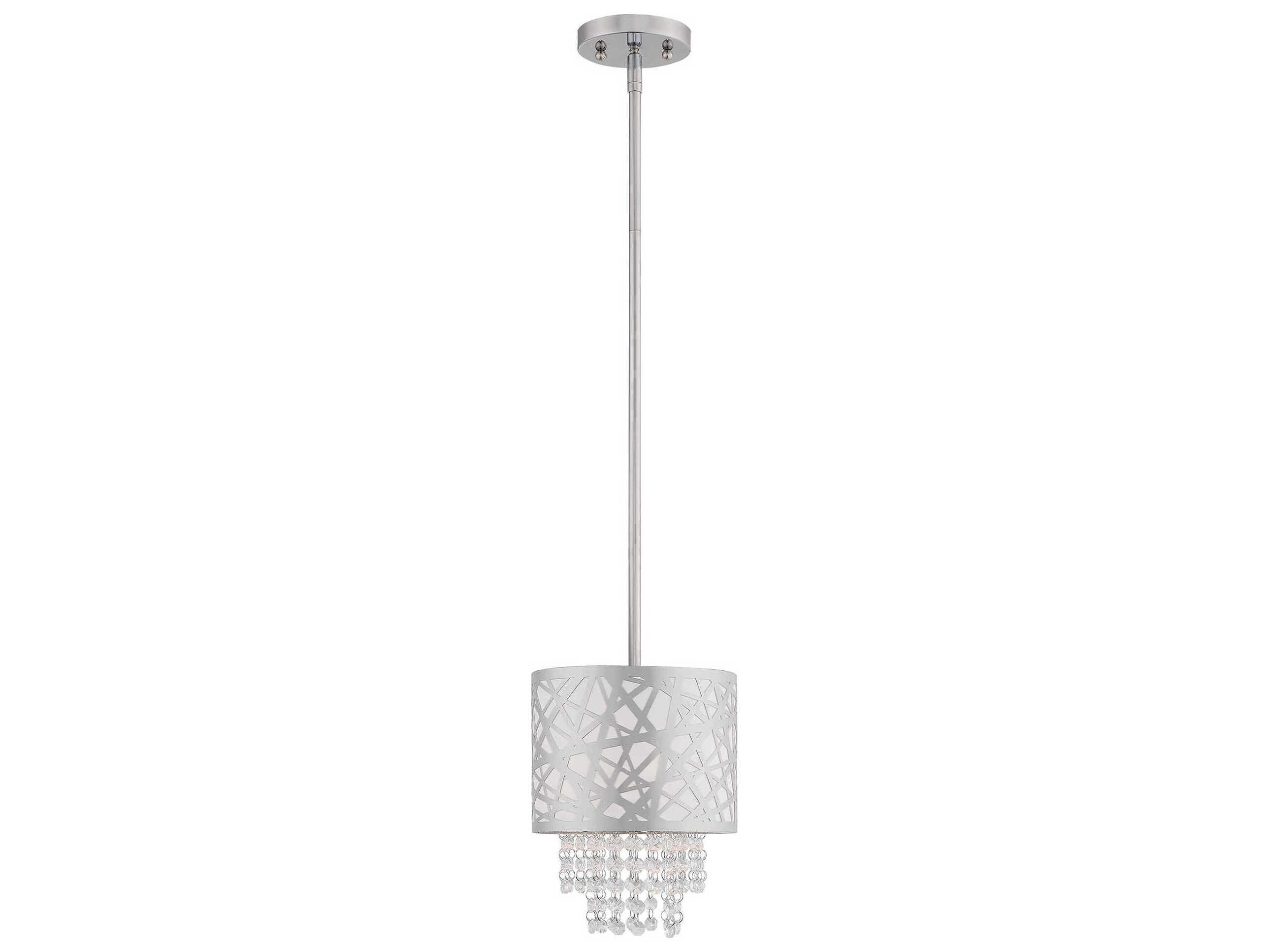 Livex Lighting Allendale 1-Light Polished Chrome Crystal Drum Mini Pendant