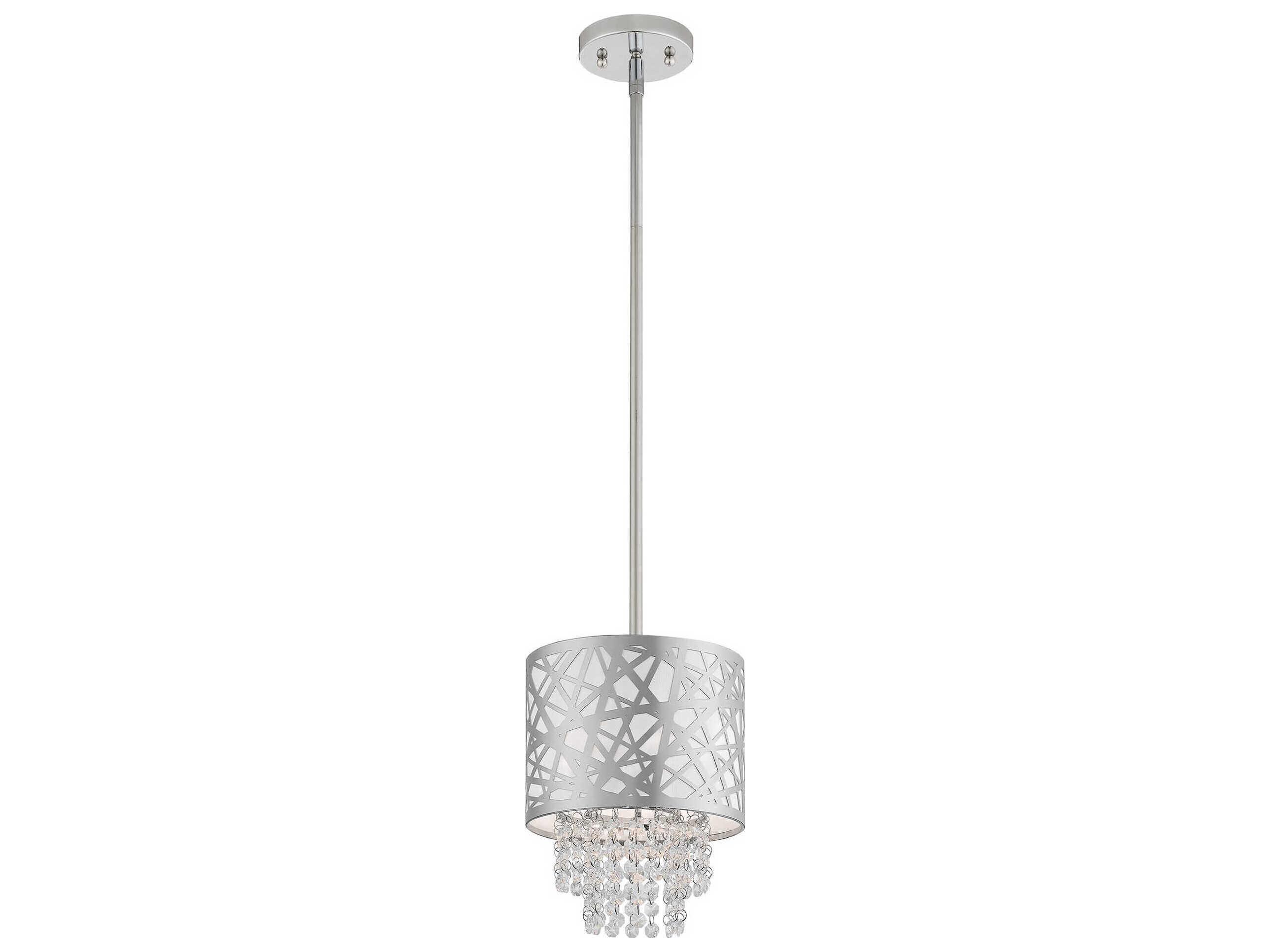 Livex Lighting Allendale 1-Light Polished Chrome Crystal Drum Mini Pendant