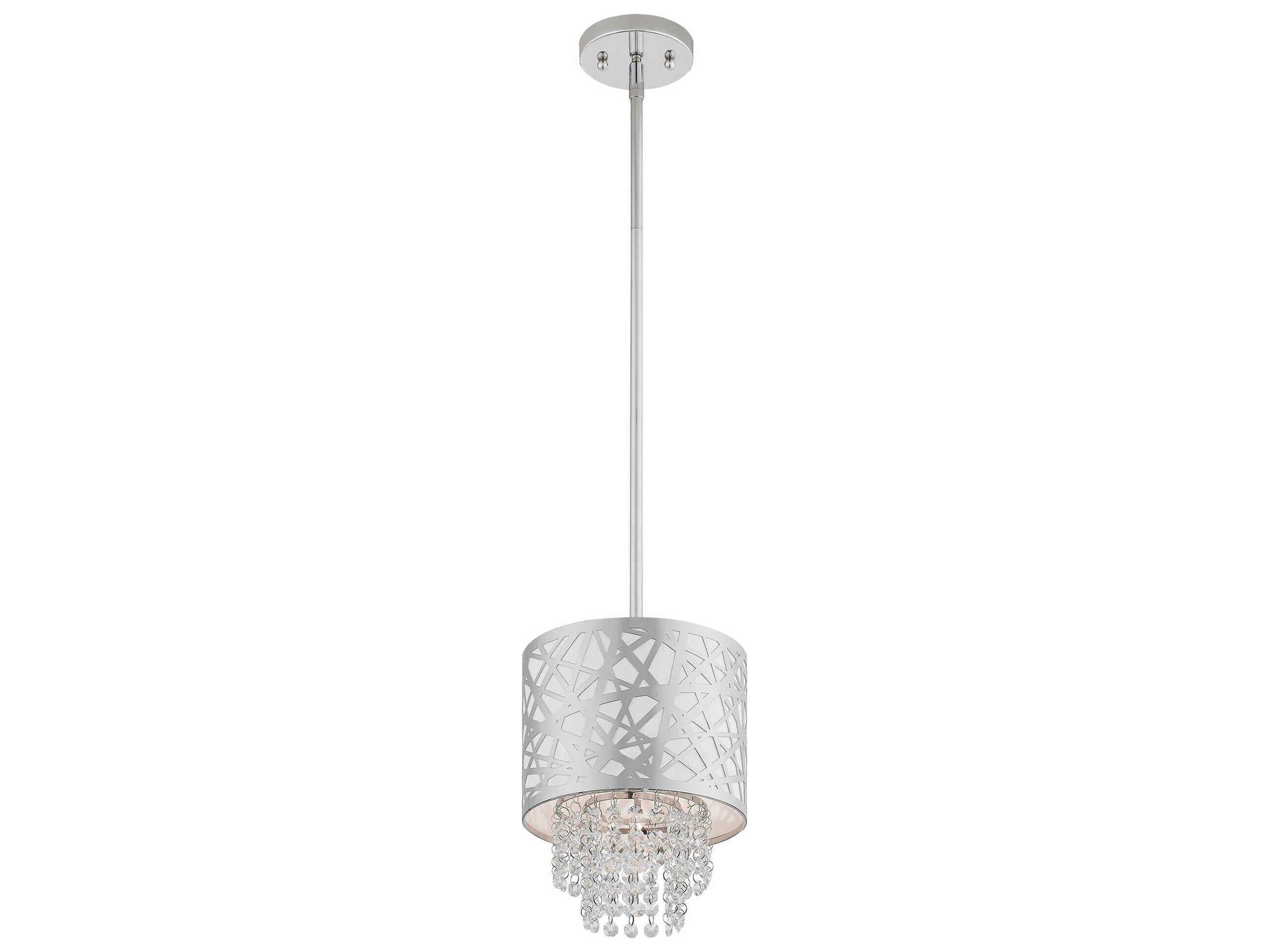 Livex Lighting Allendale 1-Light Polished Chrome Crystal Drum Mini Pendant