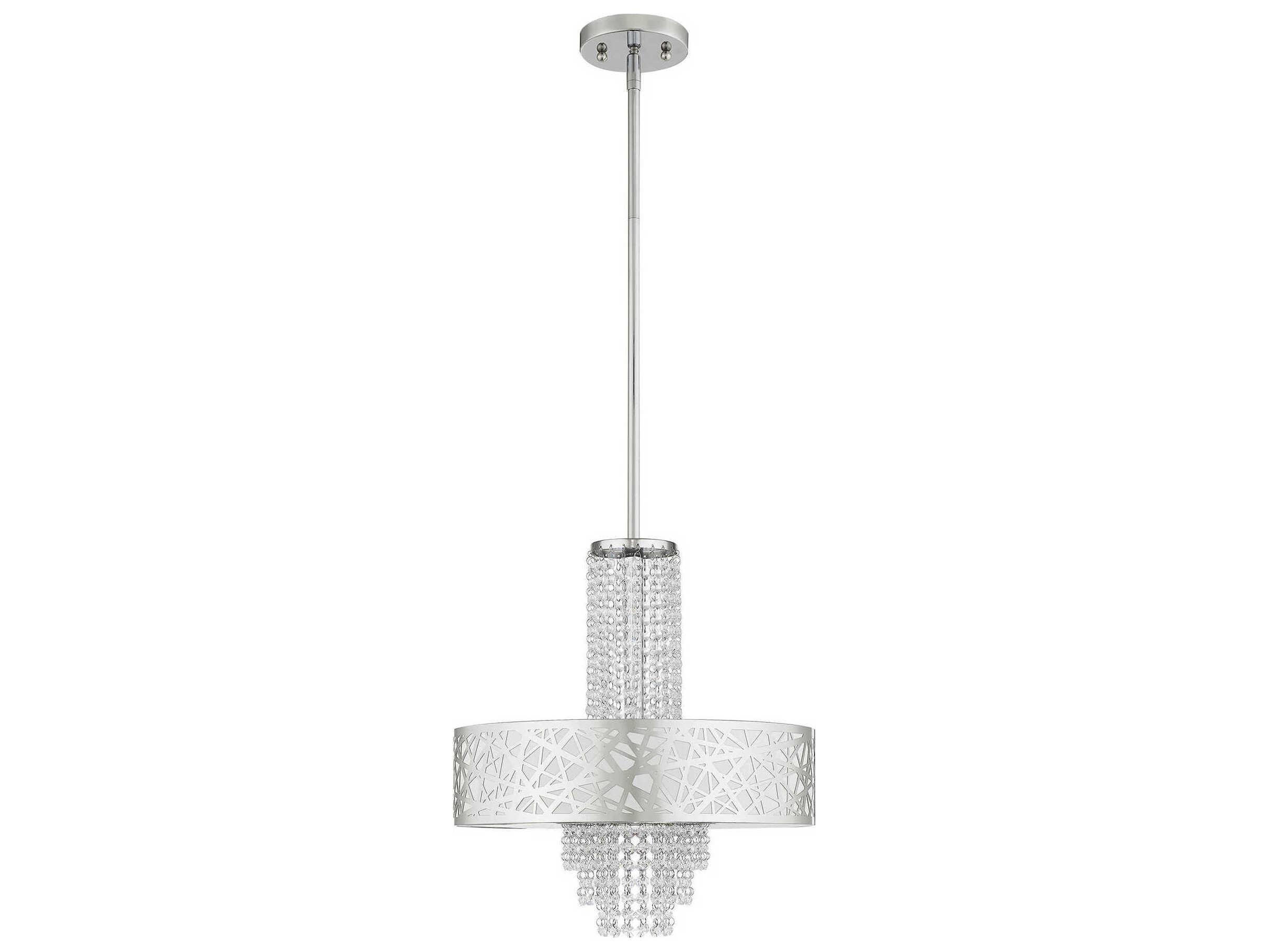Livex Lighting Allendale 4-Light Polished Chrome Crystal Drum Pendant