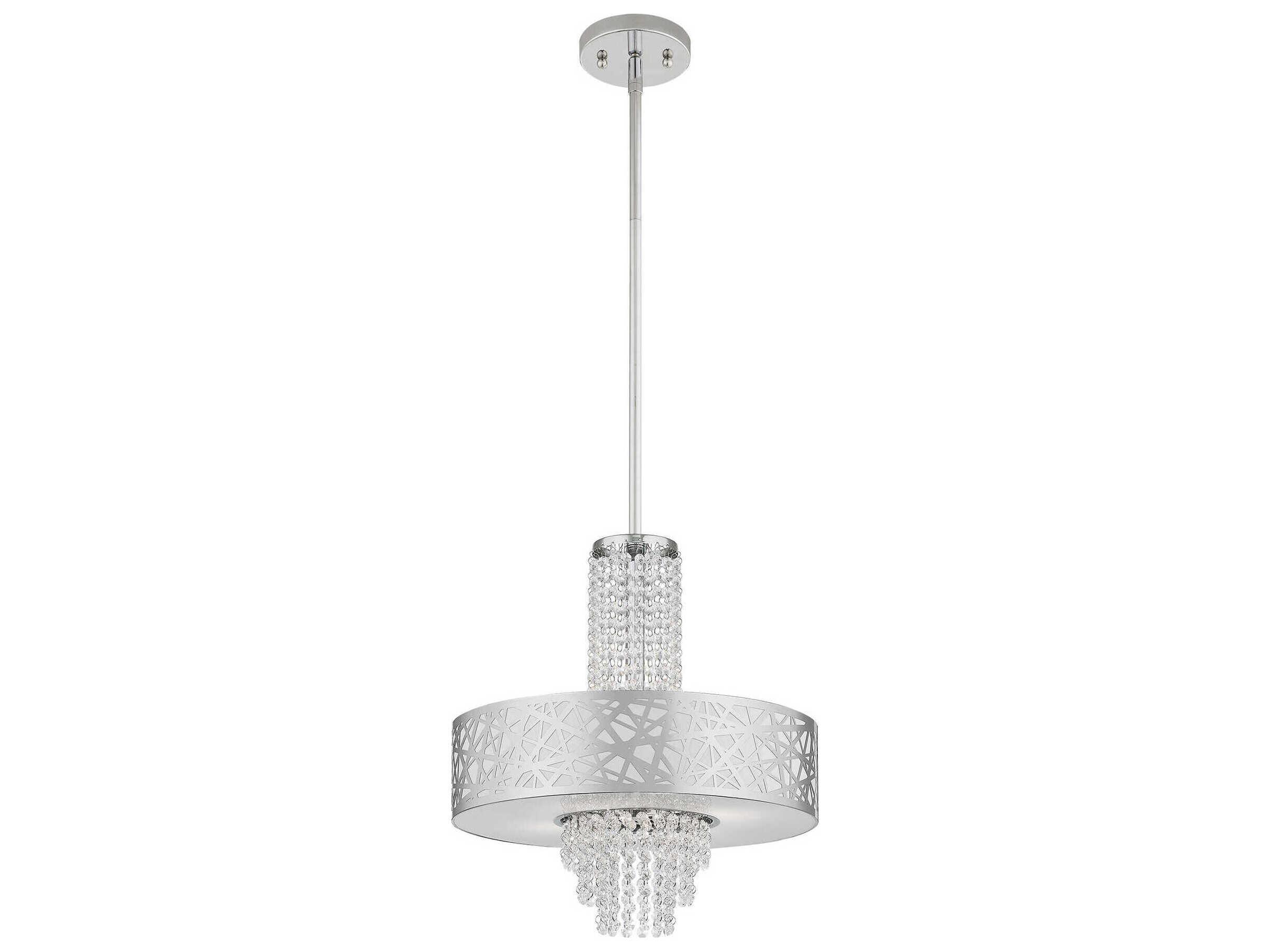 Livex Lighting Allendale 4-Light Polished Chrome Crystal Drum Pendant