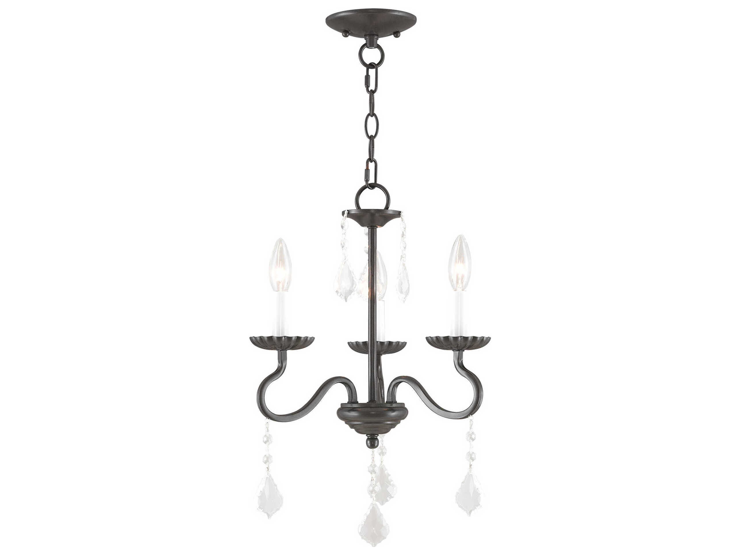 Livex Lighting Callisto 3-Light English Bronze Crystal Candelabra Chandelier