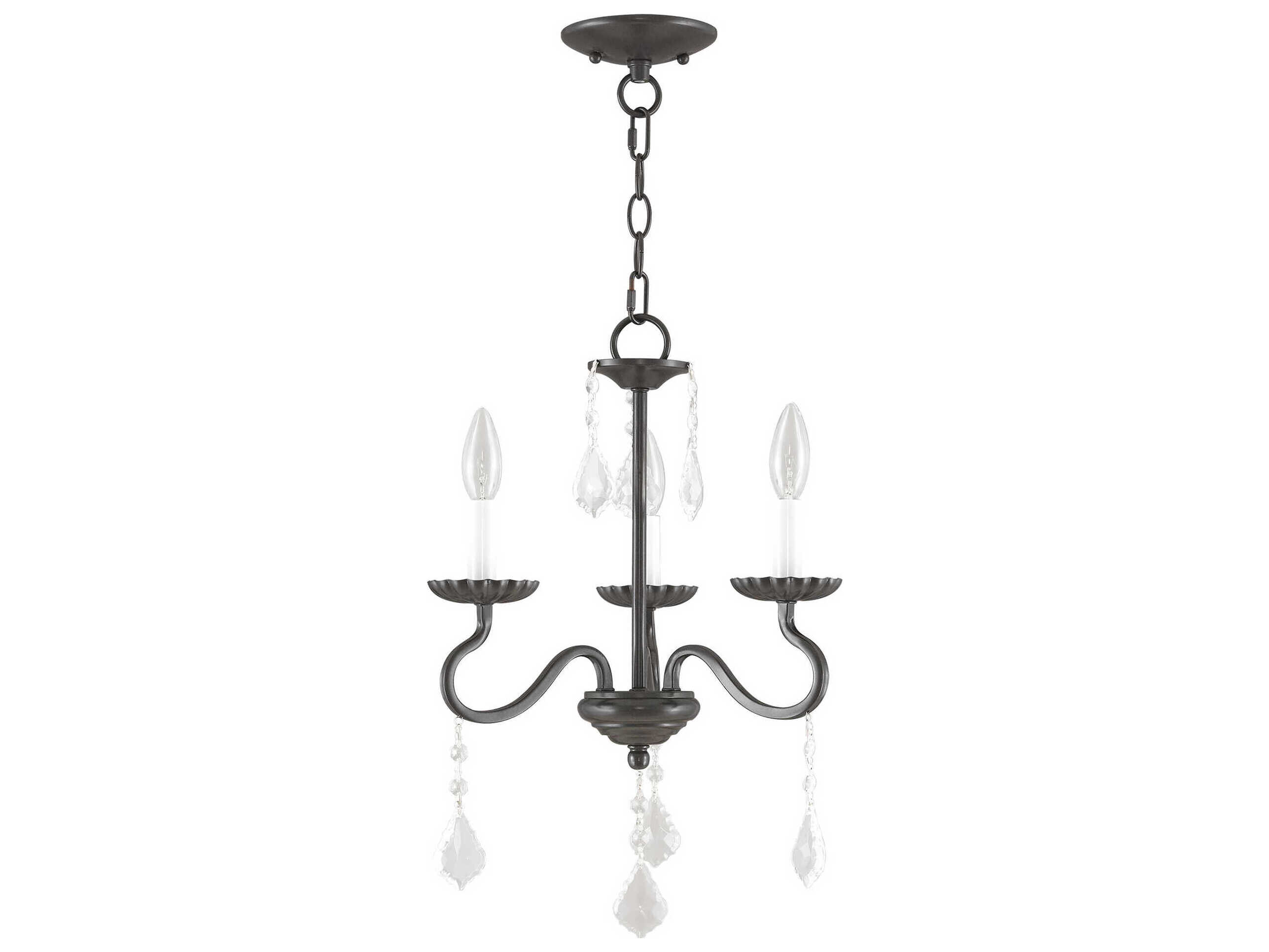 Livex Lighting Callisto 3-Light English Bronze Crystal Candelabra Chandelier