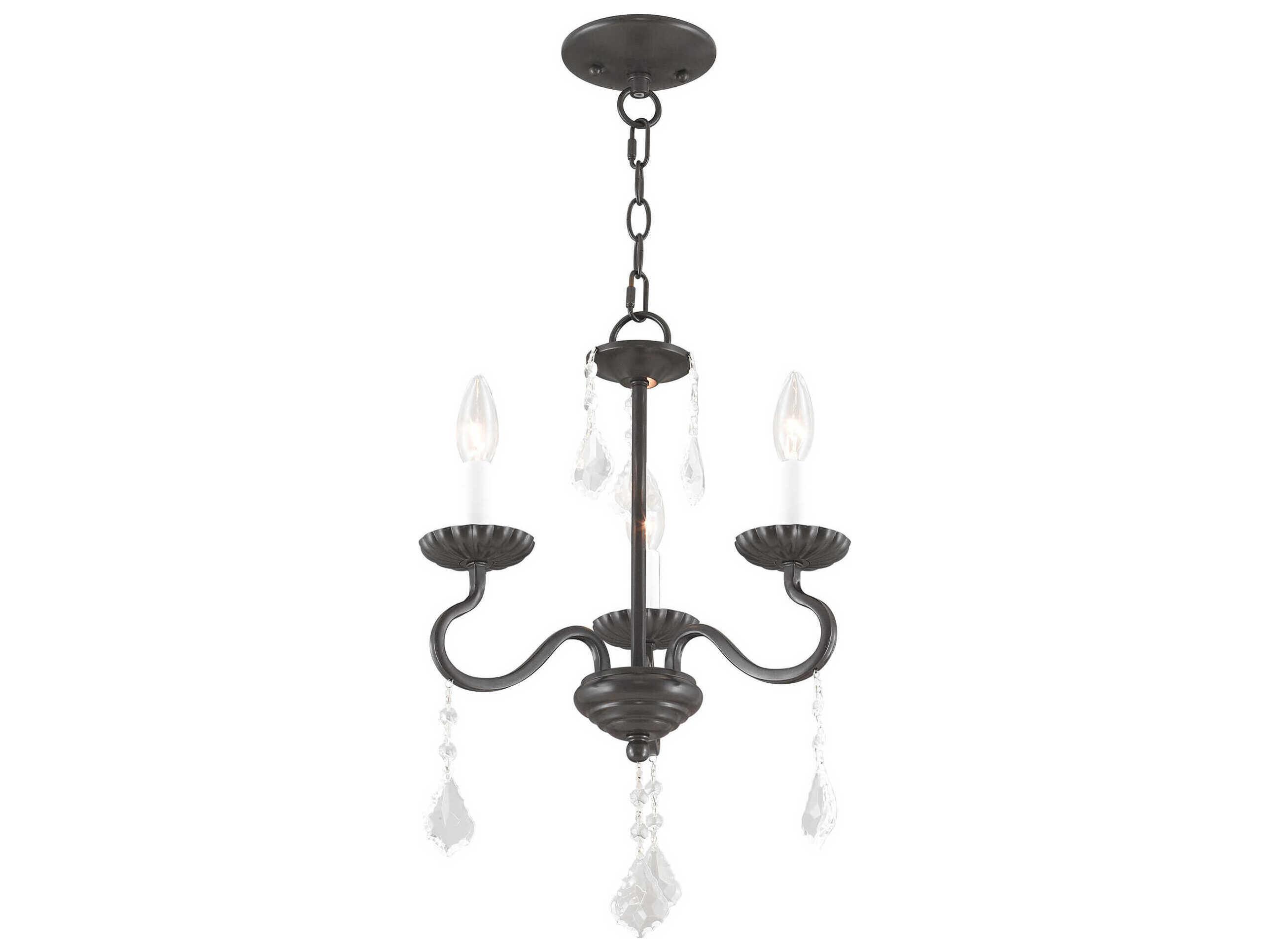 Livex Lighting Callisto 3-Light English Bronze Crystal Candelabra Chandelier