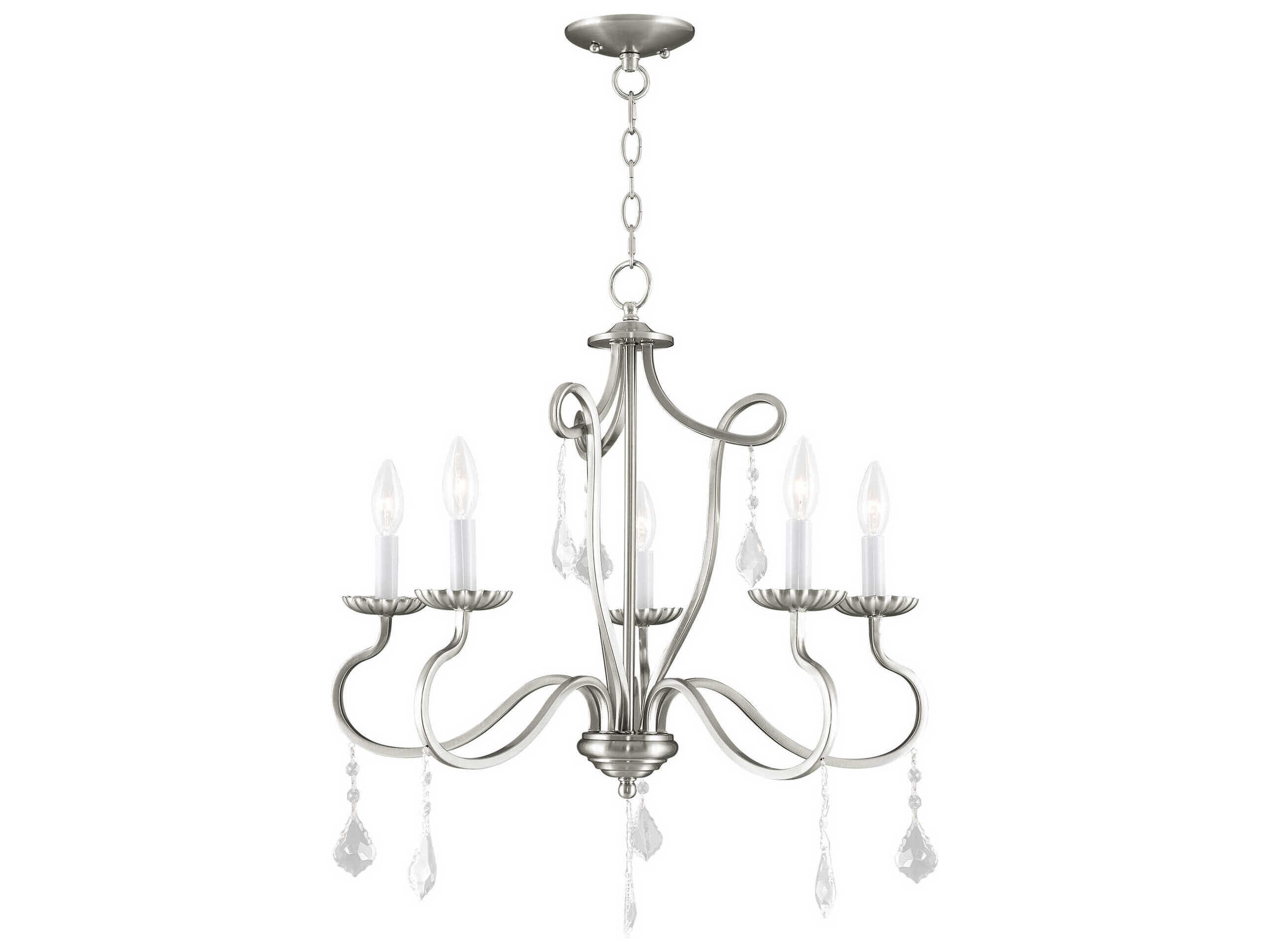 Livex Lighting Callisto 5-Light Brushed Nickel Crystal Candelabra Chandelier