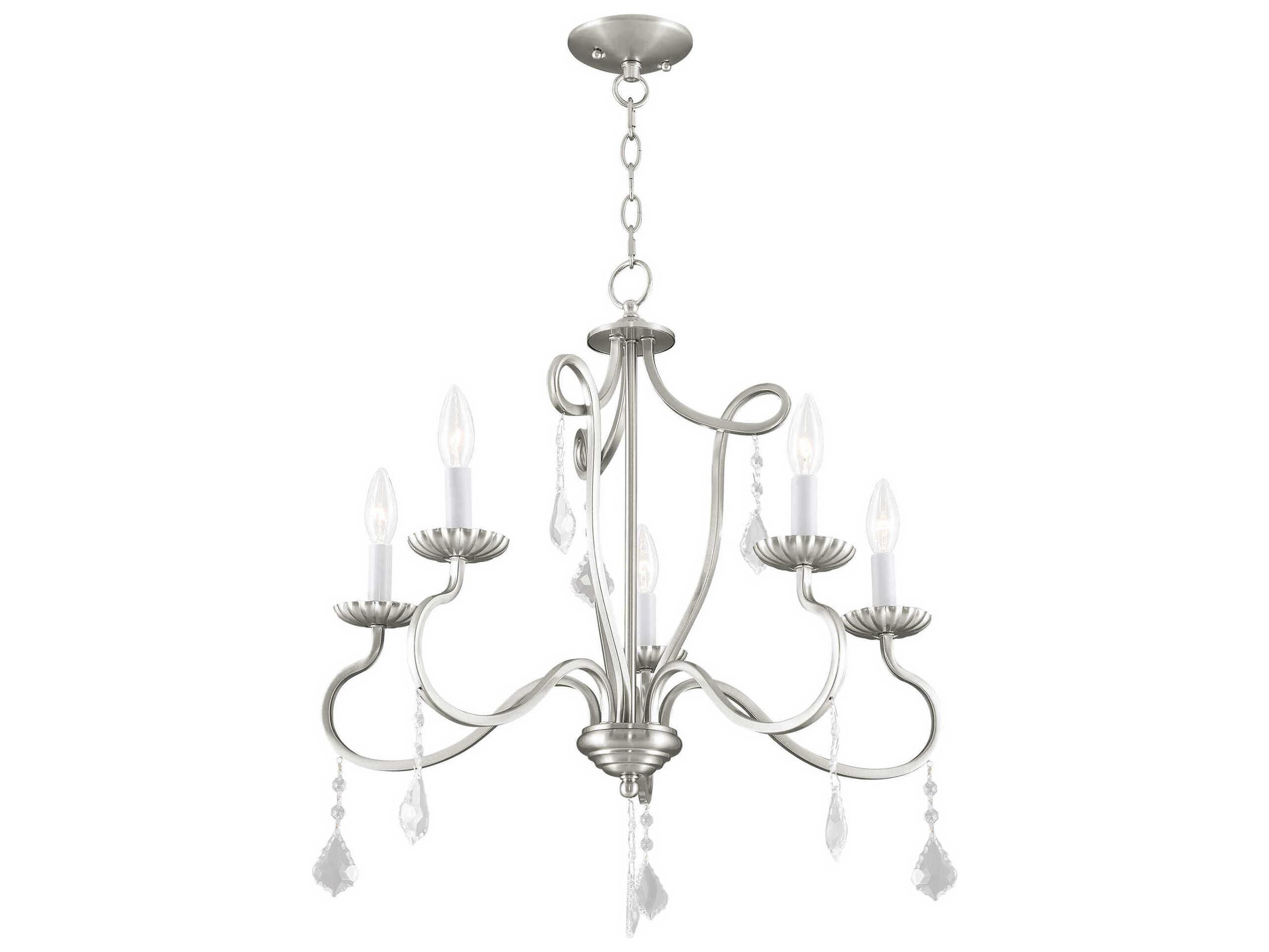 Livex Lighting Callisto 5-Light Brushed Nickel Crystal Candelabra Chandelier