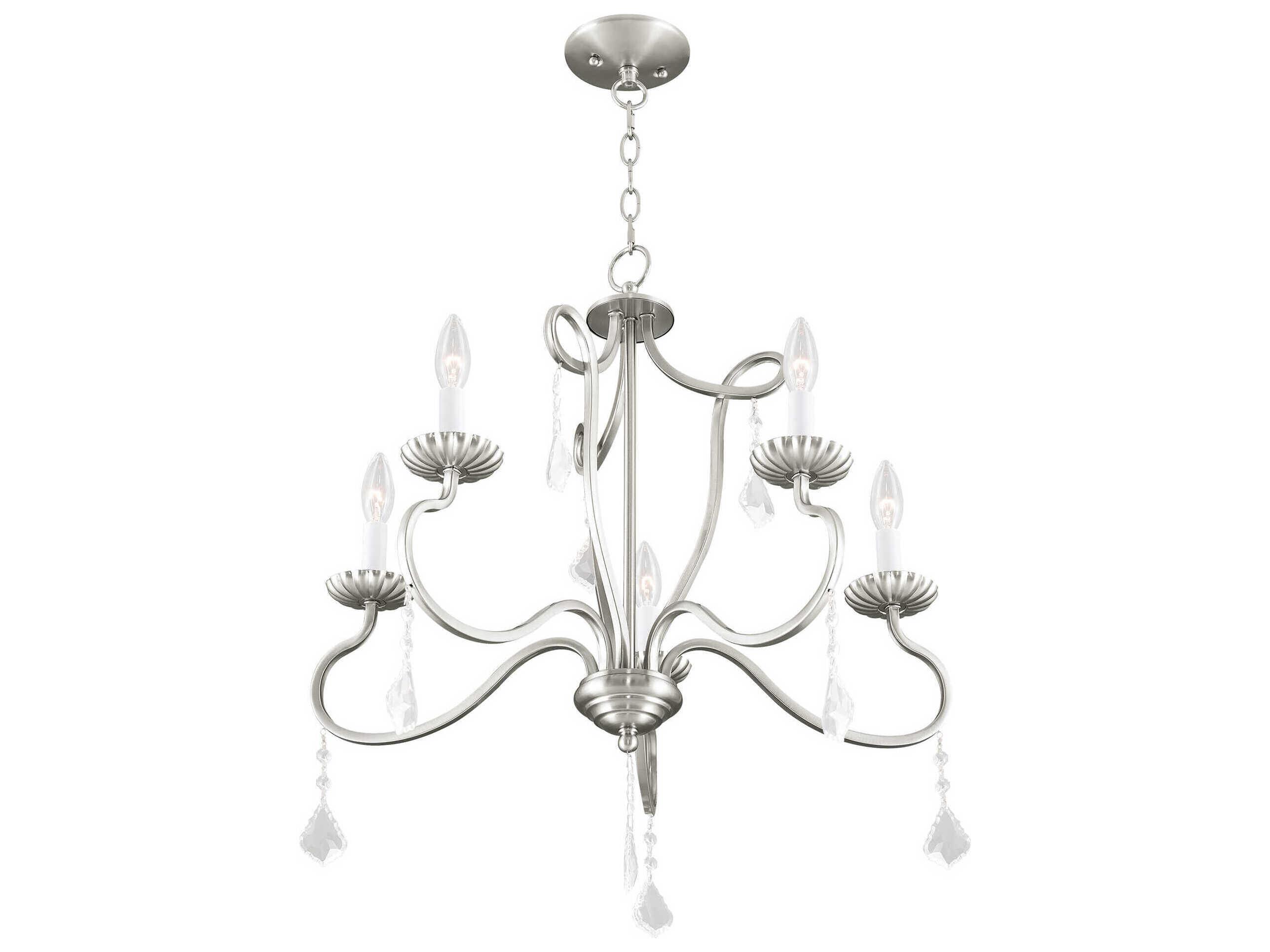 Livex Lighting Callisto 5-Light Brushed Nickel Crystal Candelabra Chandelier