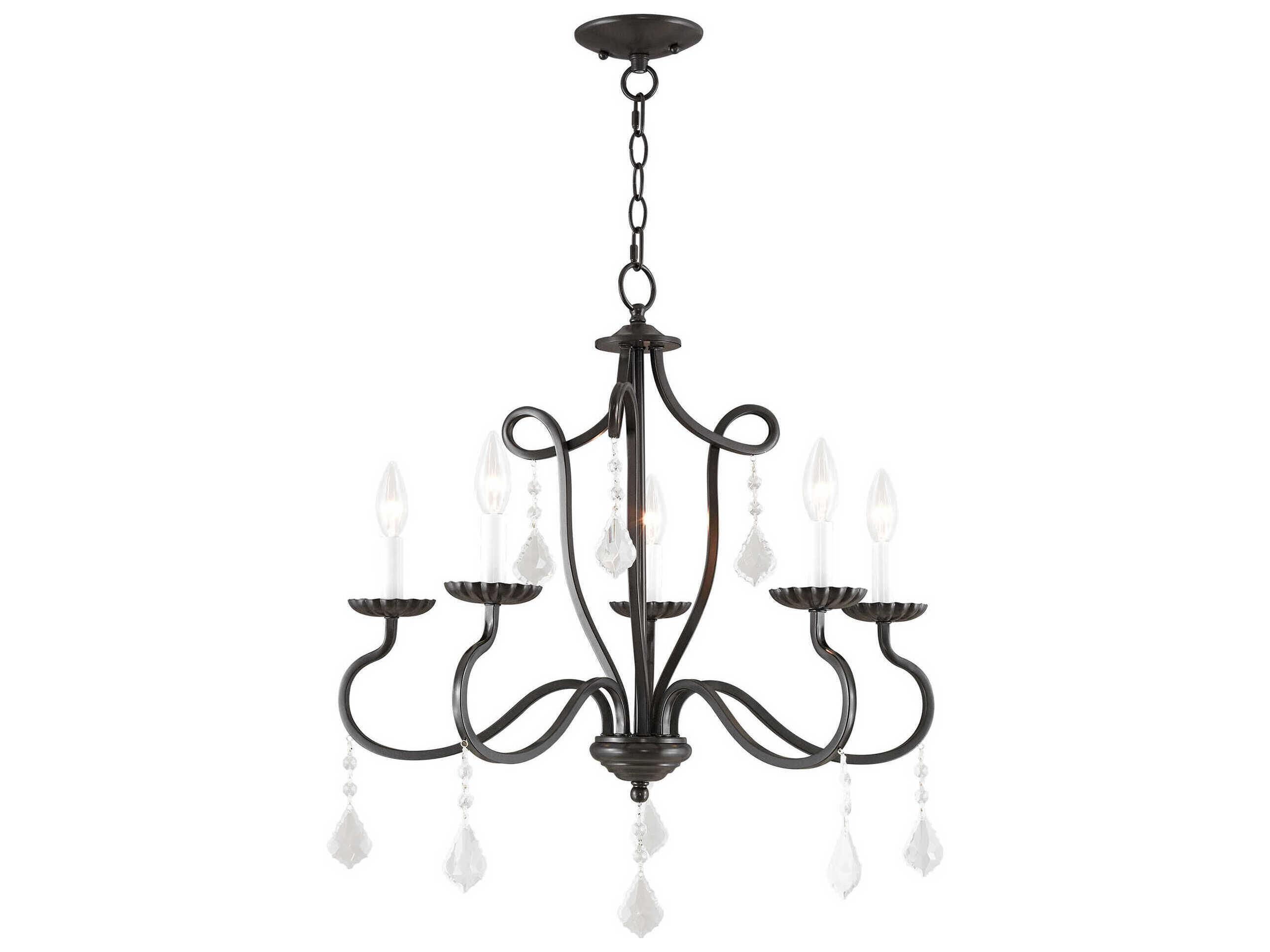 Livex Lighting Callisto 5-Light English Bronze Crystal Candelabra Chandelier