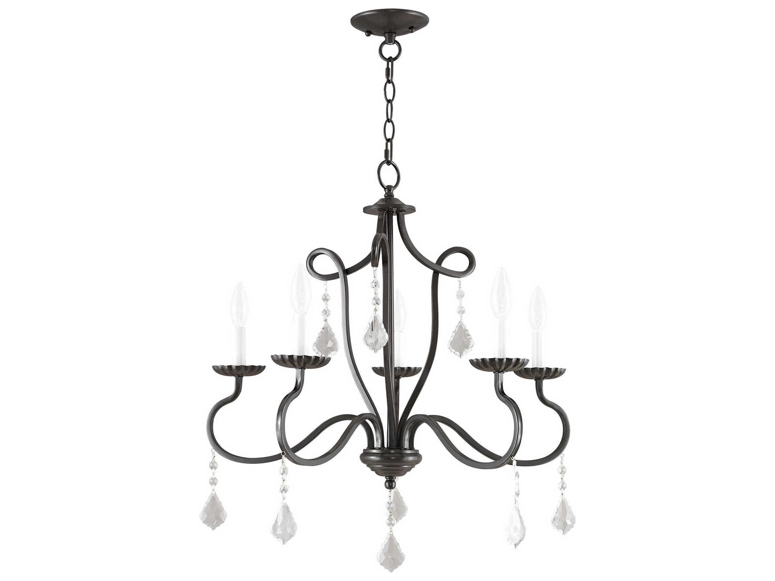 Livex Lighting Callisto 5-Light English Bronze Crystal Candelabra Chandelier