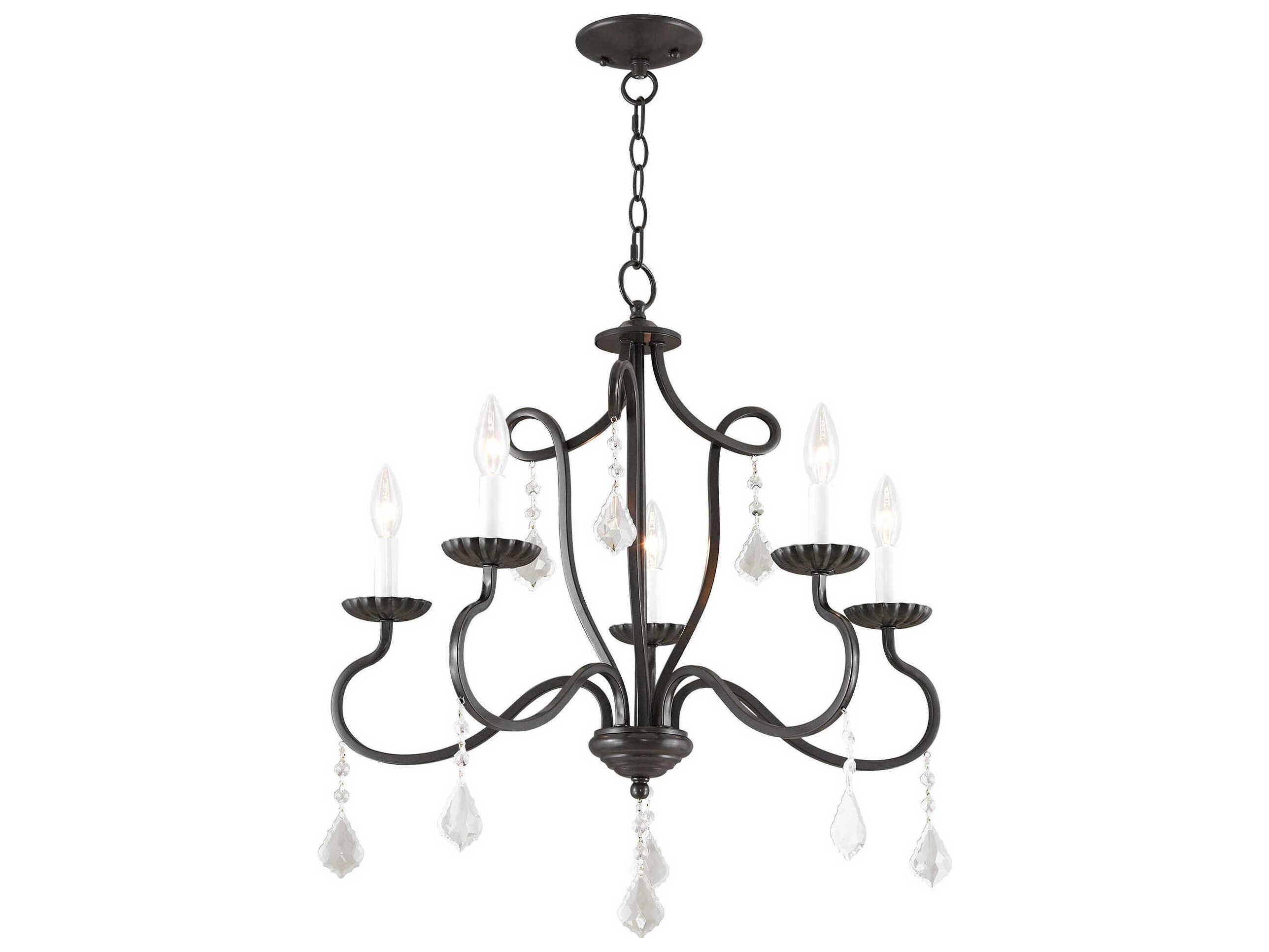 Livex Lighting Callisto 5-Light English Bronze Crystal Candelabra Chandelier