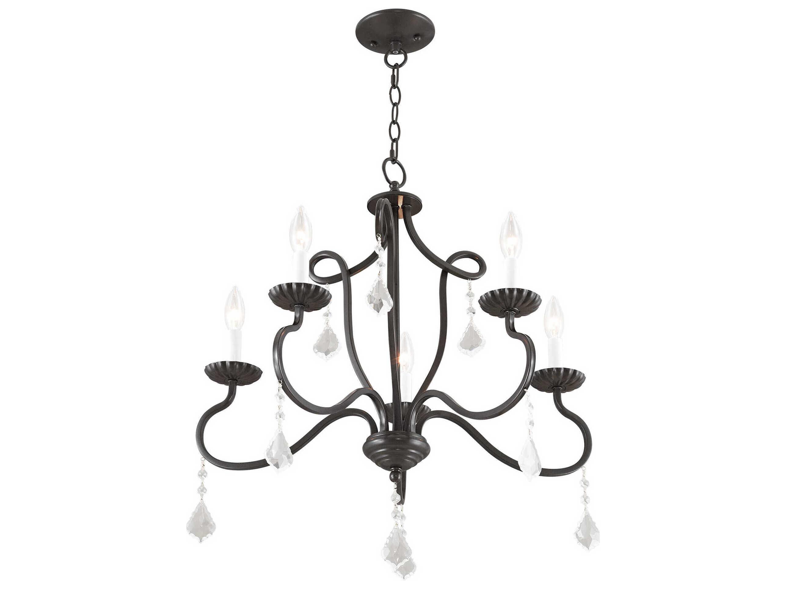 Livex Lighting Callisto 5-Light English Bronze Crystal Candelabra Chandelier