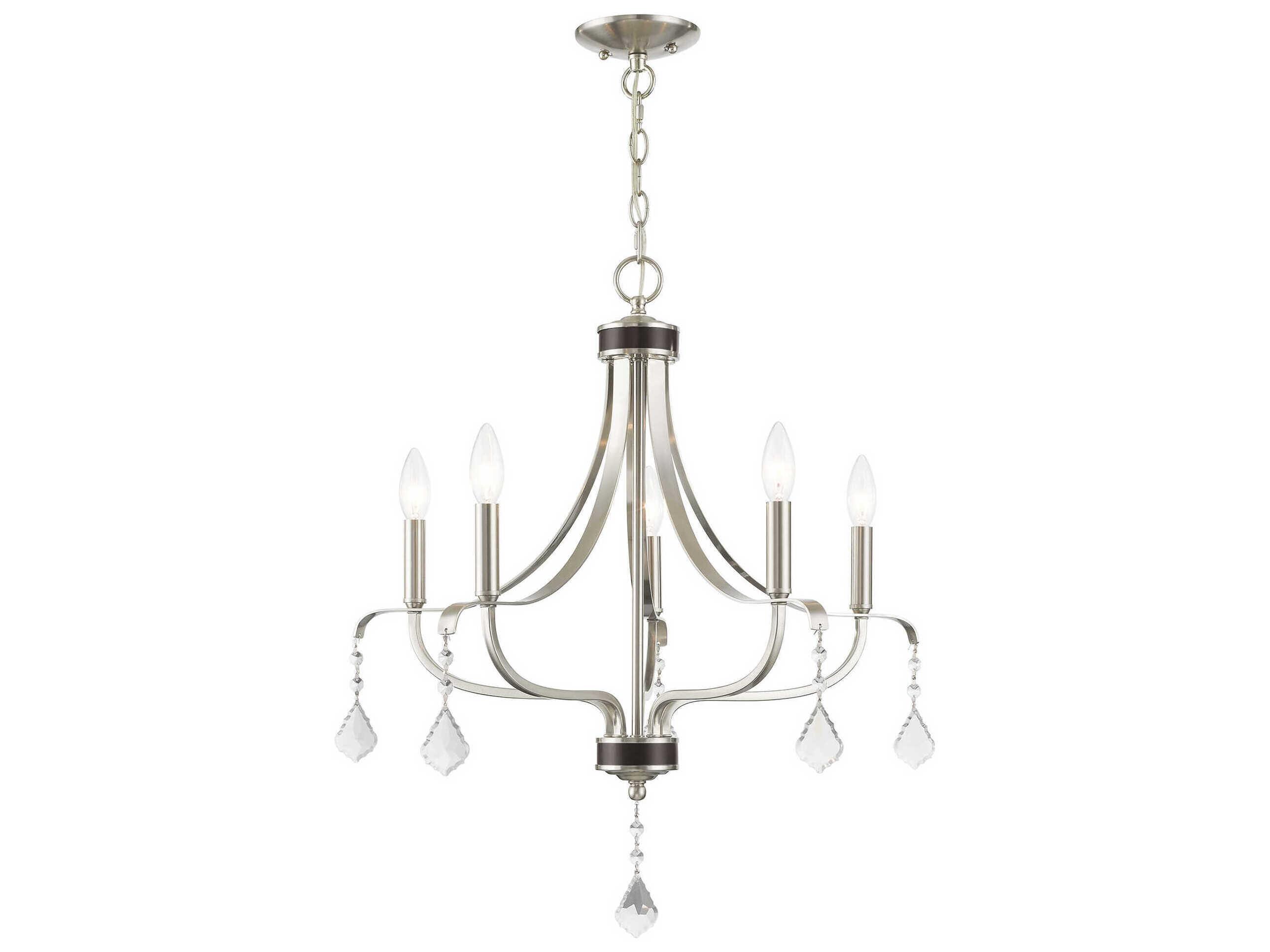 Livex Lighting Laurel 5-Light Brushed Nickel Crystal Candelabra Chandelier