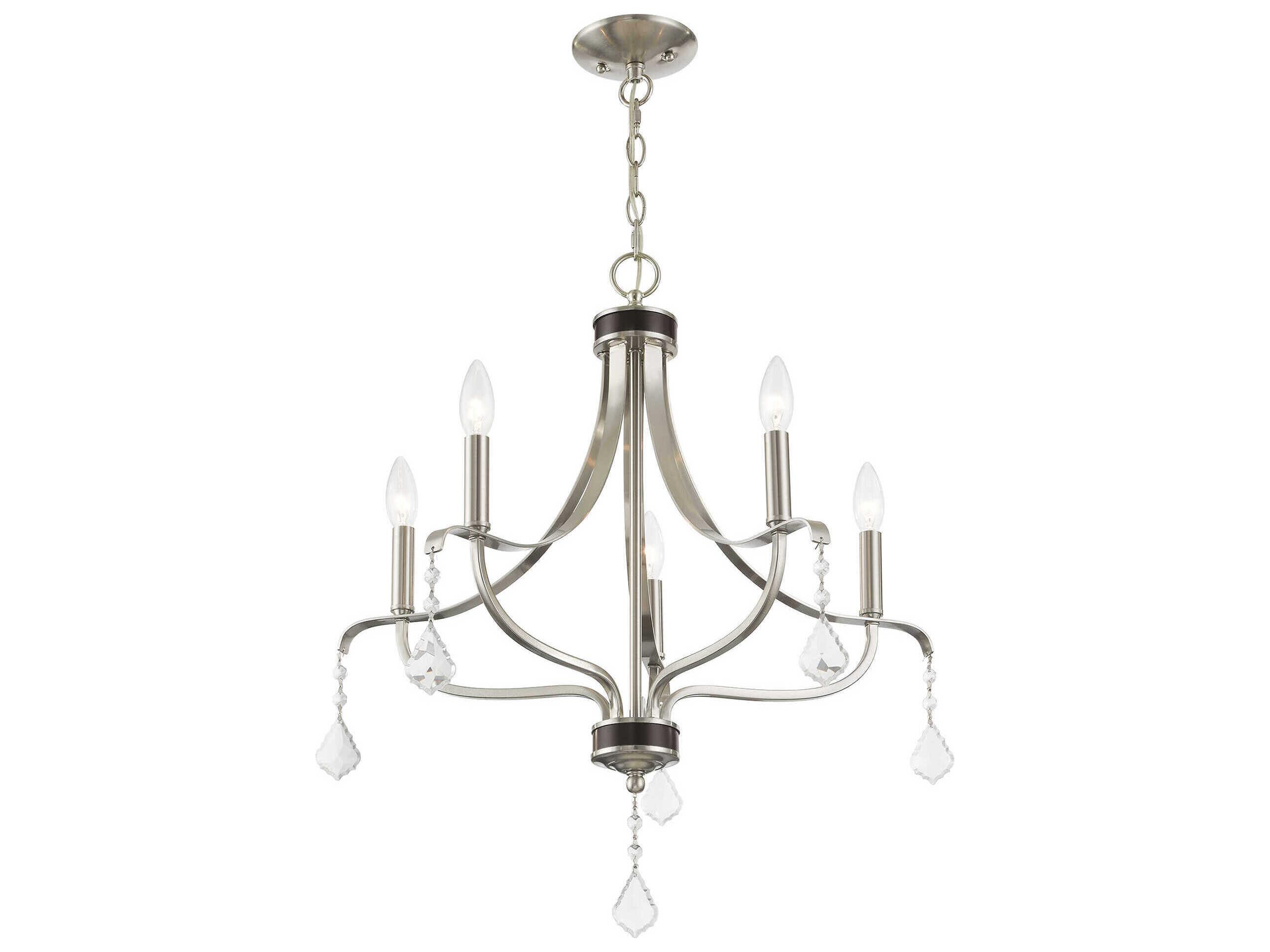 Livex Lighting Laurel 5-Light Brushed Nickel Crystal Candelabra Chandelier