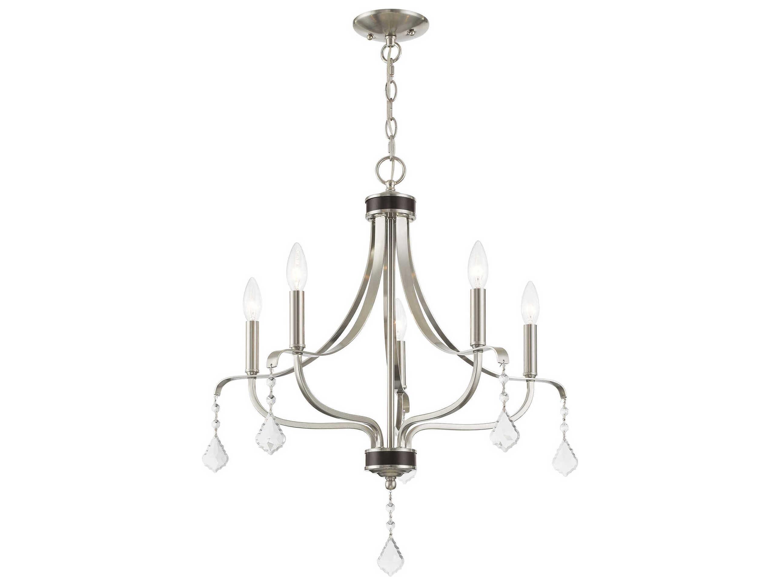 Livex Lighting Laurel 5-Light Brushed Nickel Crystal Candelabra Chandelier