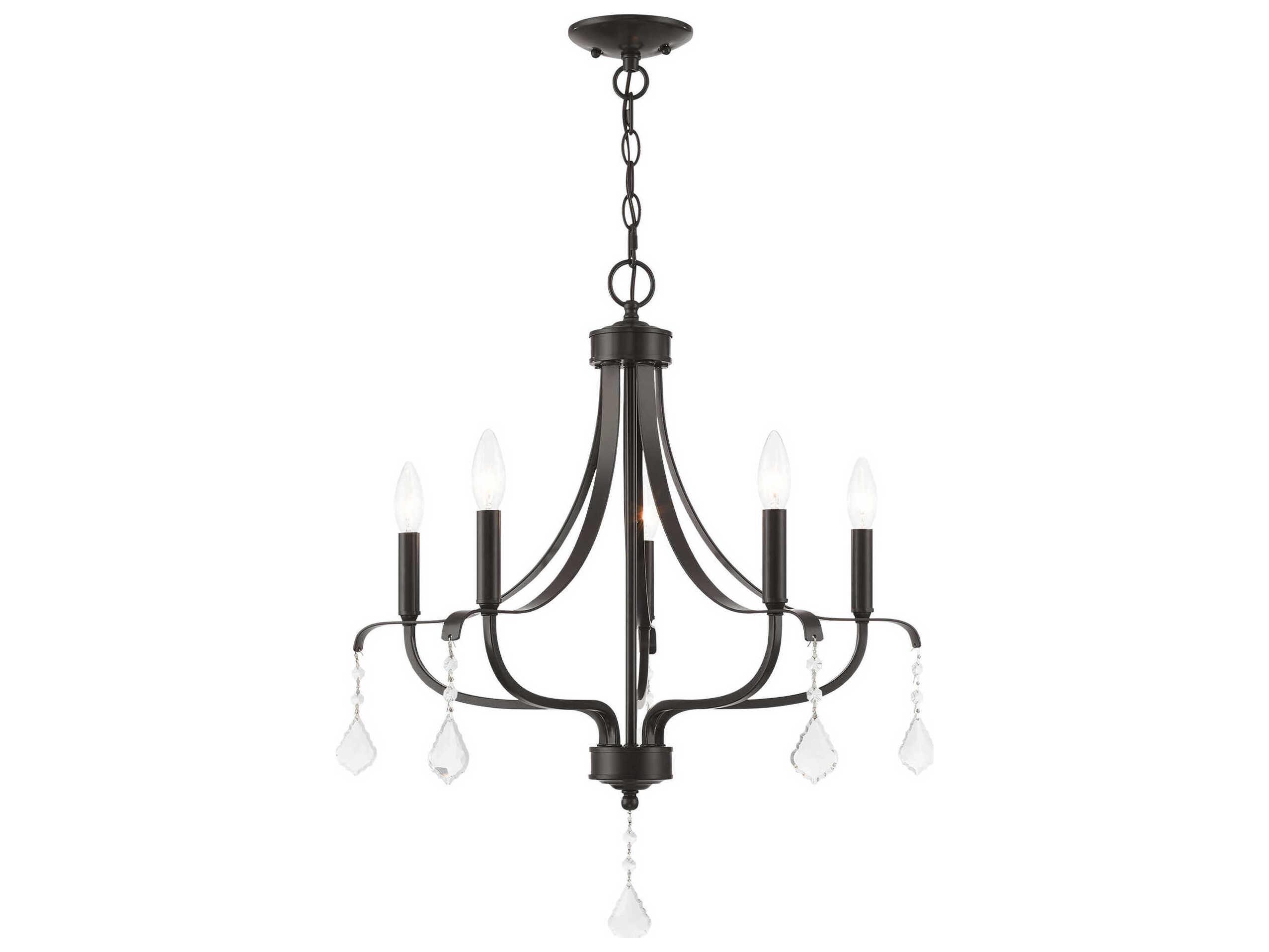 Livex Lighting Laurel 5-Light English Bronze Crystal Candelabra Chandelier
