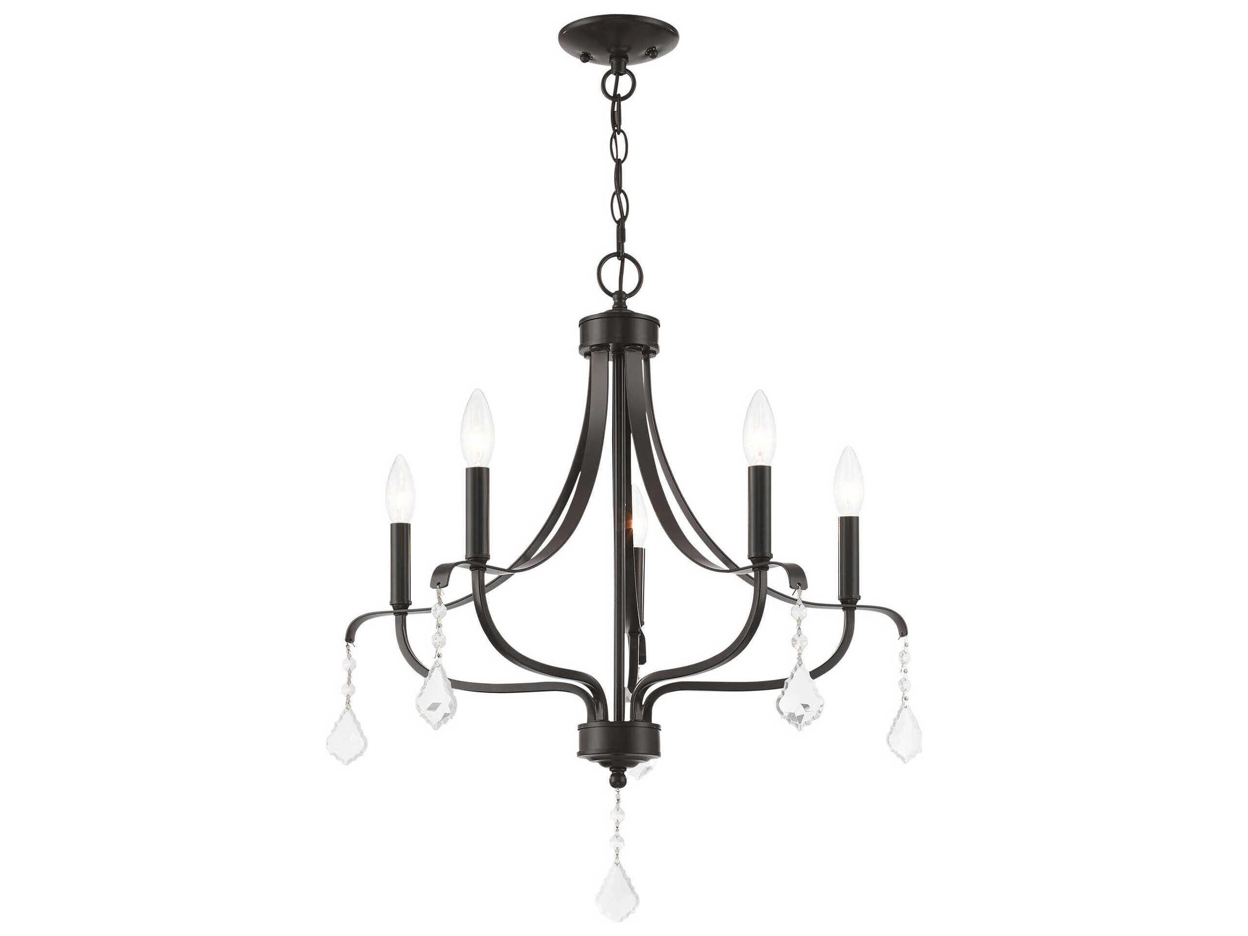 Livex Lighting Laurel 5-Light English Bronze Crystal Candelabra Chandelier