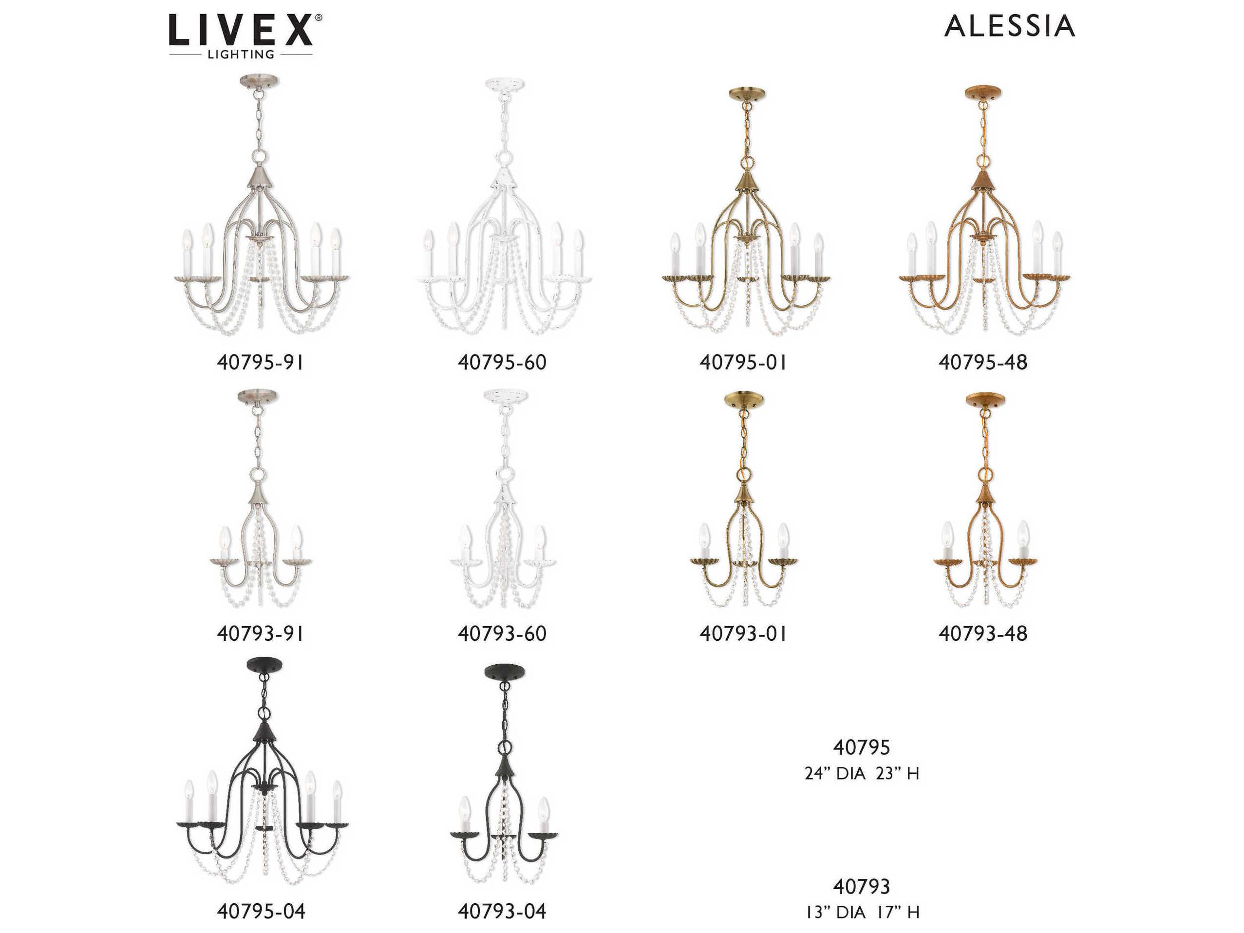 Livex Lighting Alessia 3-Light Antique Brass Crystal Candelabra Chandelier