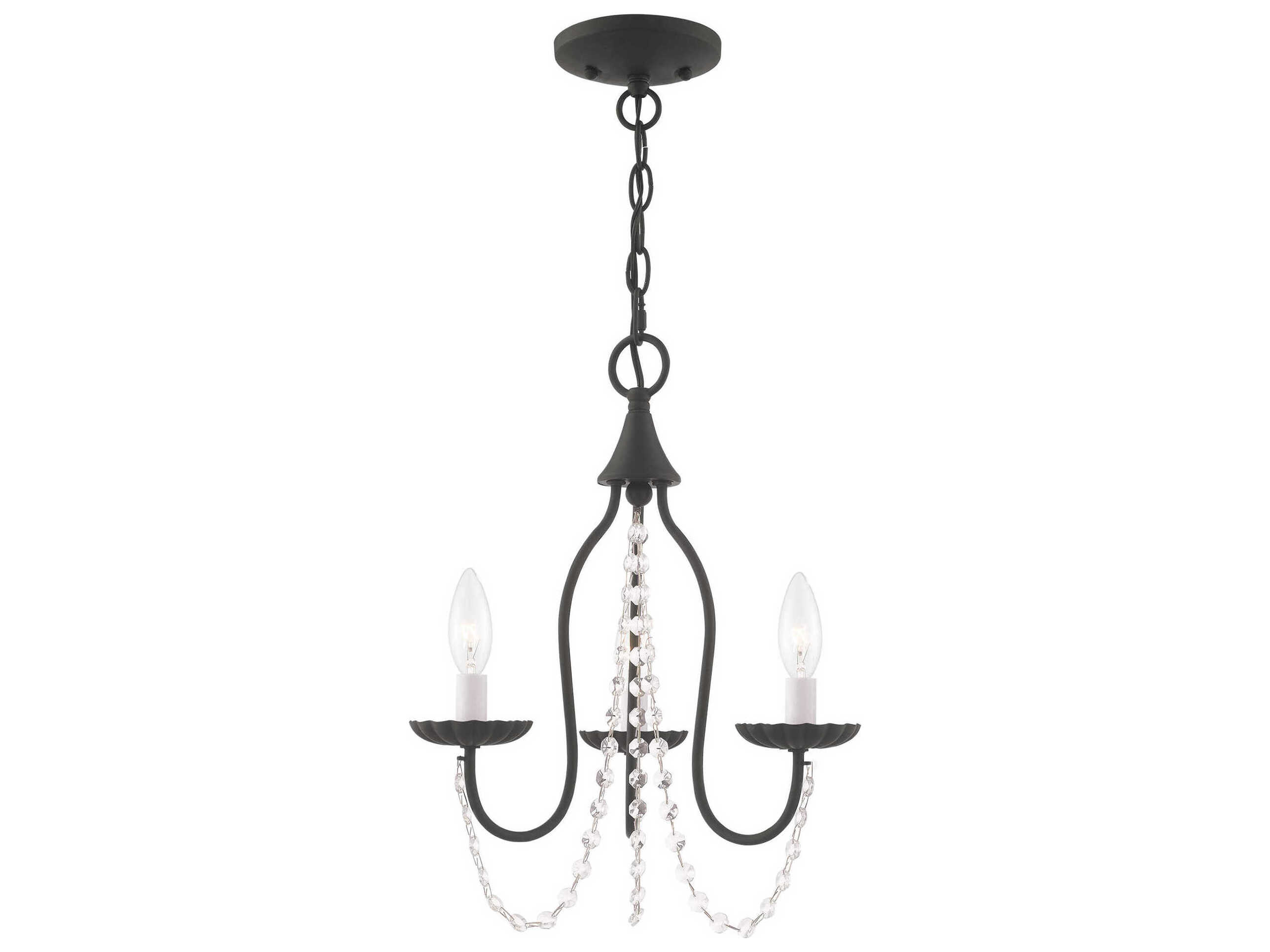 Livex Lighting Alessia 3-Light Black Crystal Candelabra Chandelier